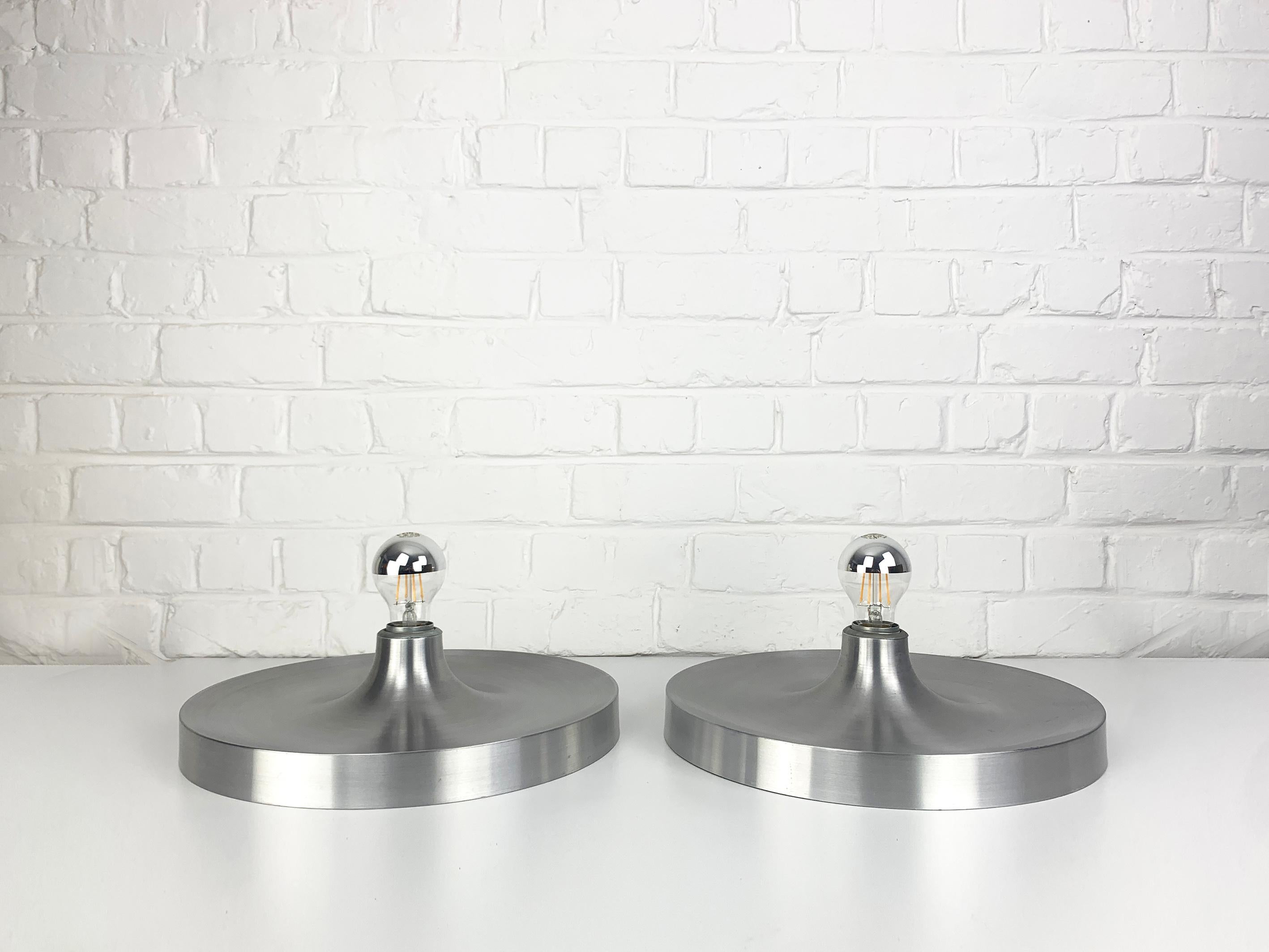 Mid-Century Modern Pair of Charlotte Perriand Flush Wall Lamp for Les Arcs, 1960s