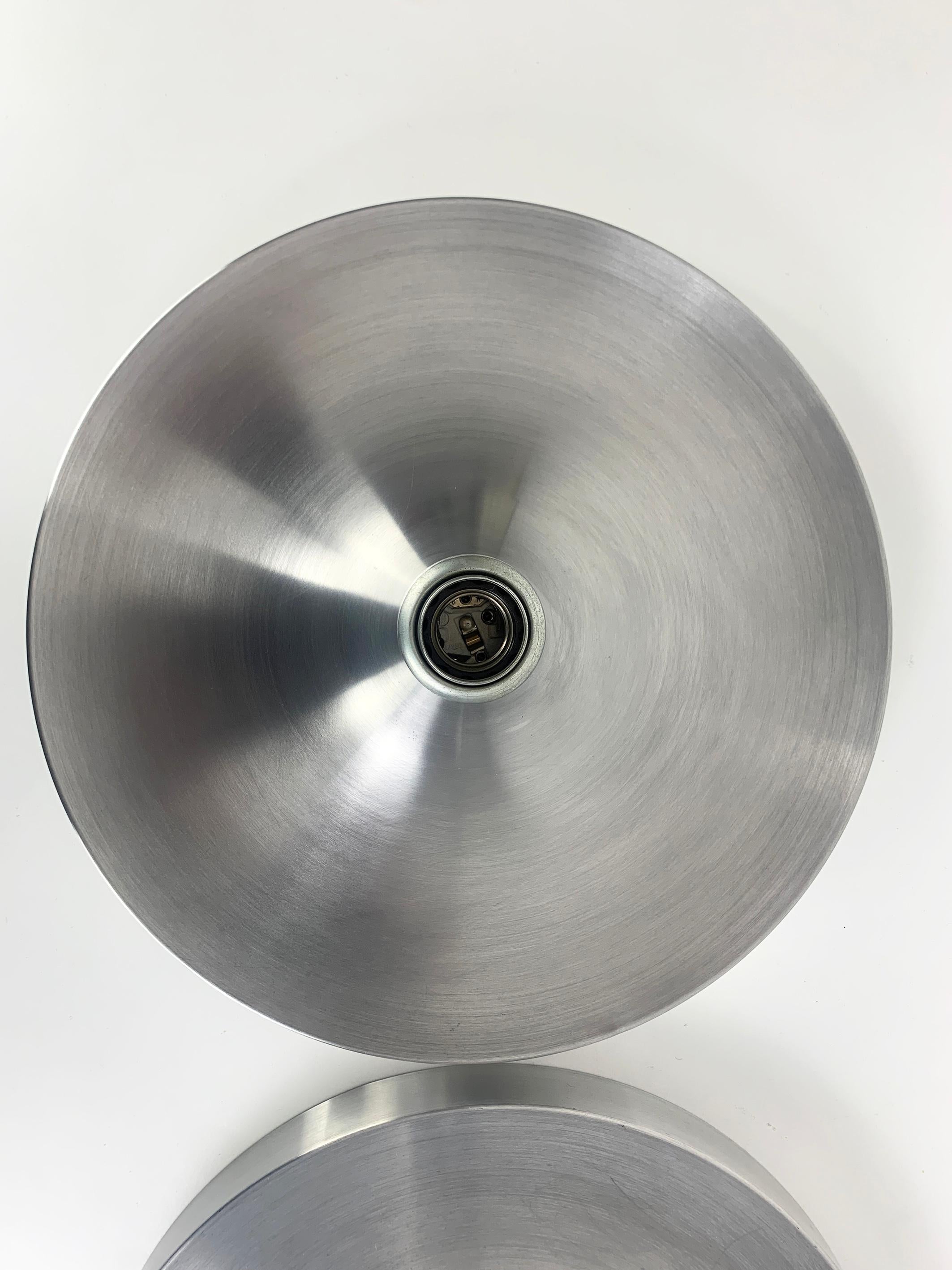 Aluminum Pair of Charlotte Perriand Flush Wall Lamp for Les Arcs, 1960s