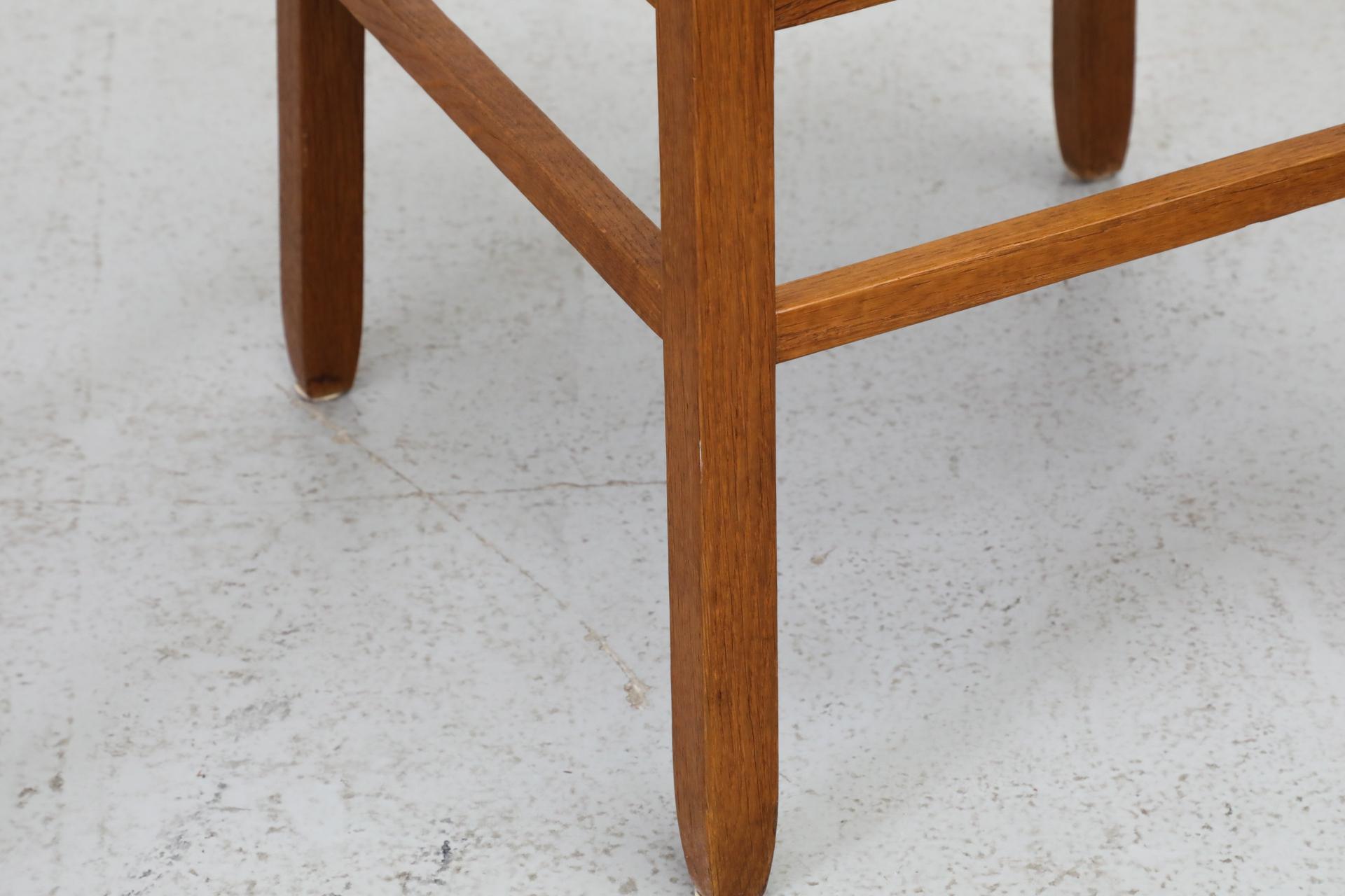 Pair of Charlotte Perriand Inspired Primitive Oak Stools with Rush Seats 13