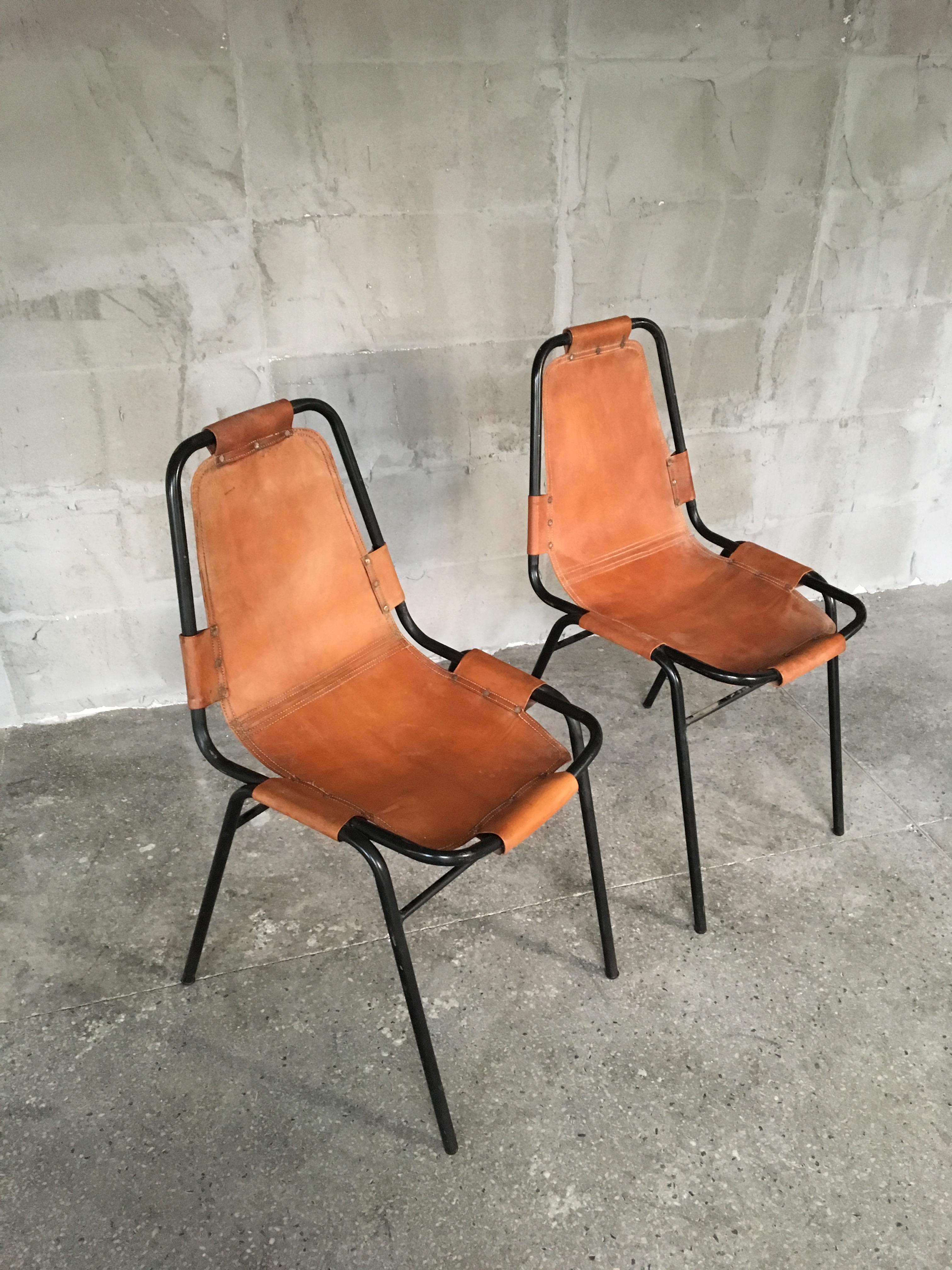 Pair of Charlotte Perriand Les Arcs Chairs, 1950s In Good Condition For Sale In Sofia, BG