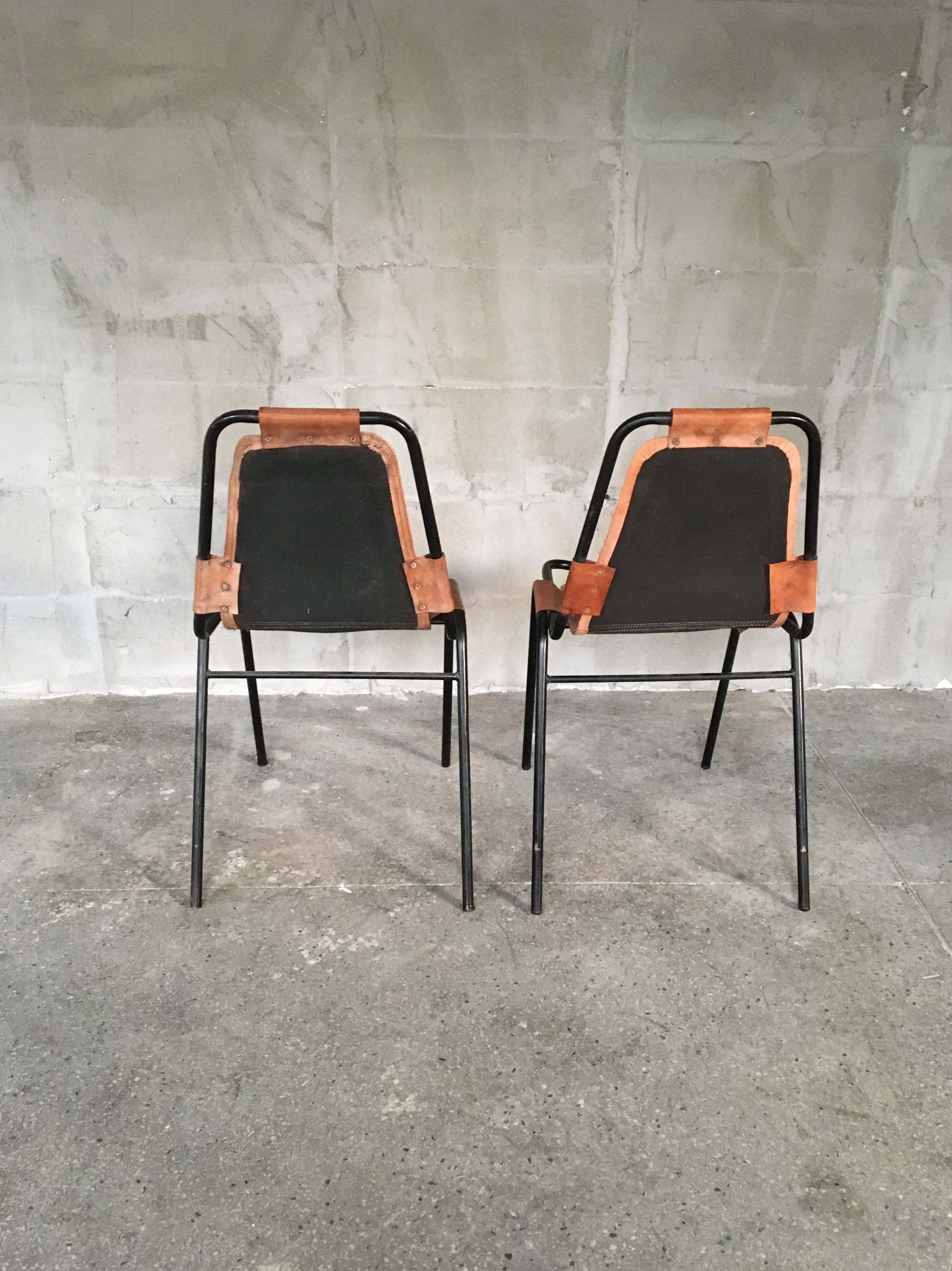 Mid-20th Century Pair of Charlotte Perriand Les Arcs Chairs, 1950s For Sale