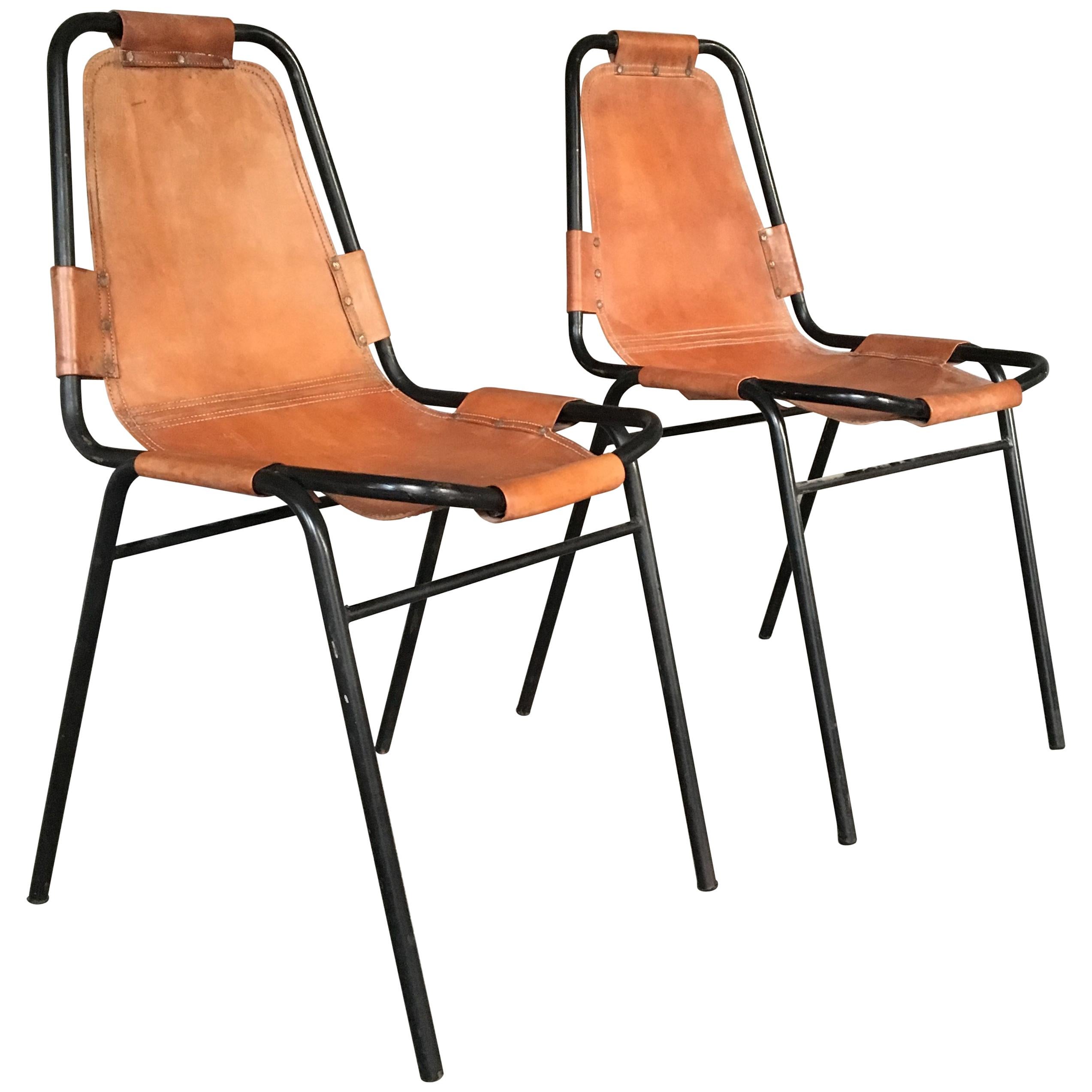 Pair of Charlotte Perriand Les Arcs Chairs, 1950s For Sale