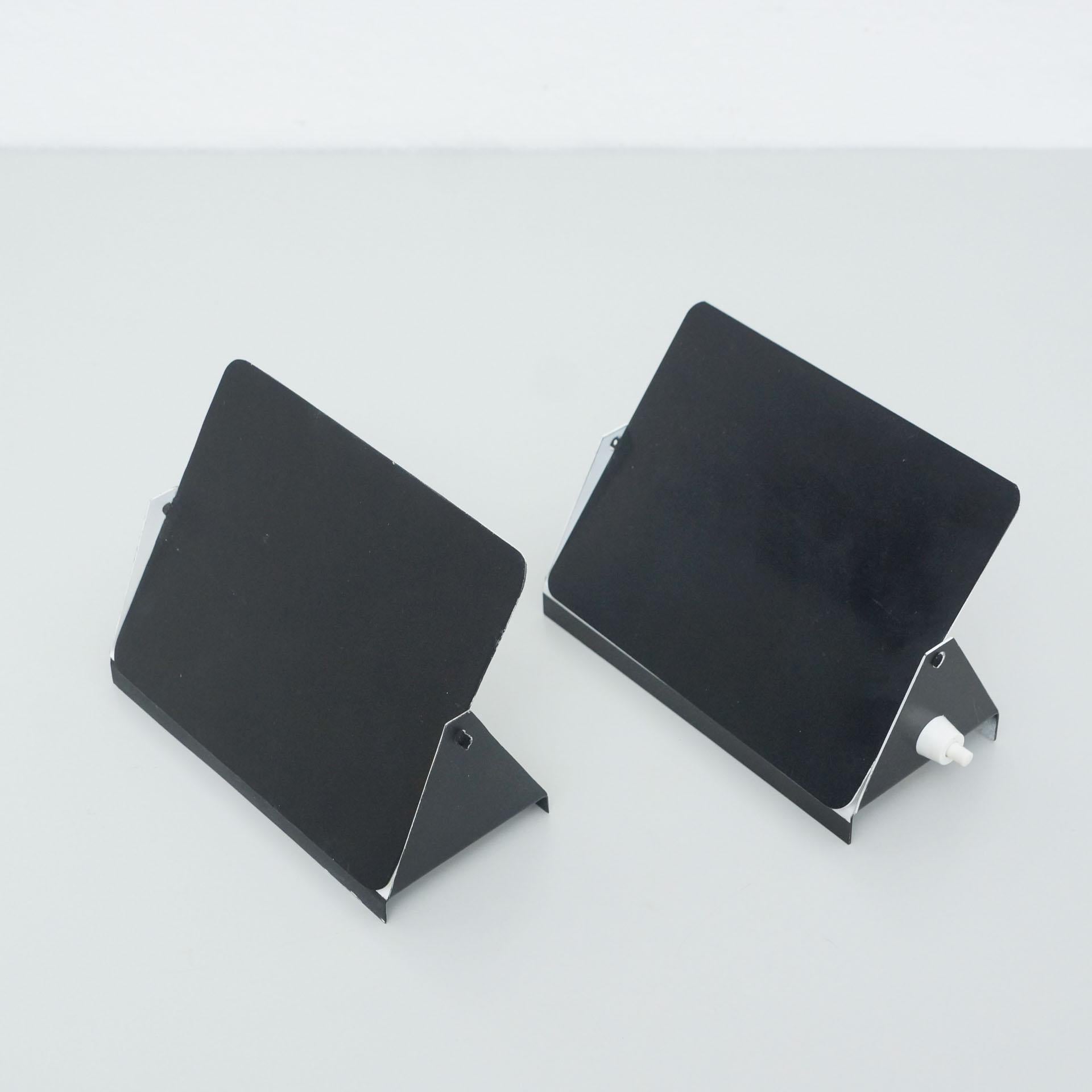 Pair of Charlotte Perriand Mid-Century Modern Black Metal CP-1 Wall Light, 1960 1