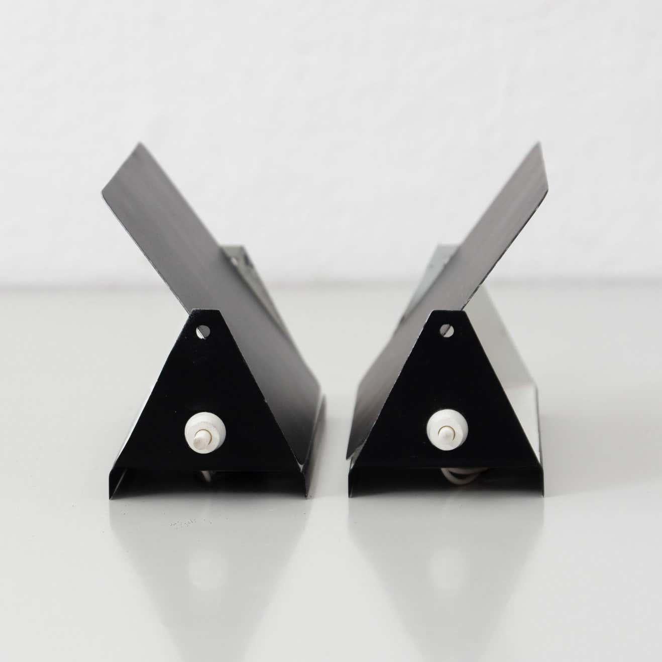 Pair of Charlotte Perriand Mid-Century Modern Black Metal Cp-1 Wall Light, 1960 3