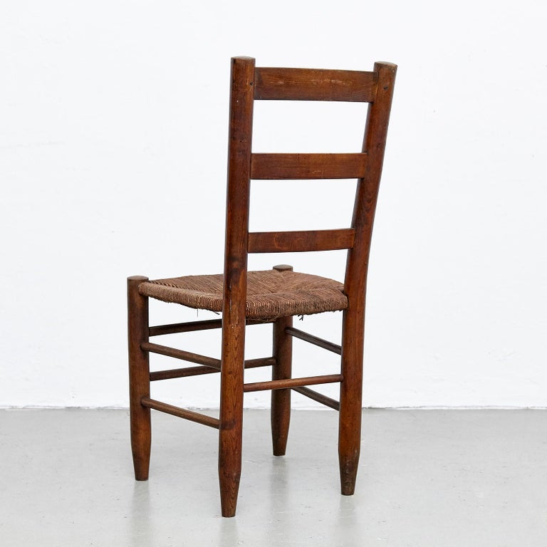 Pair of Charlotte Perriand Mid-Century Modern Wood Rattan, Nº 19, French Chairs For Sale at 1stdibs