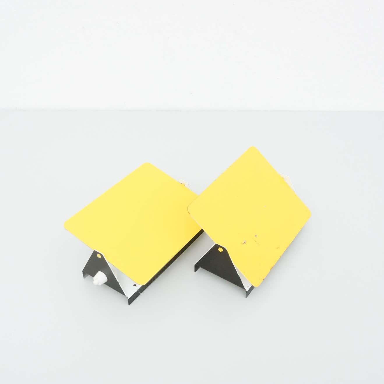 Pair of Charlotte Perriand Mid-Century Modern Yellow Metal CP-1 Wall Light, 1960 7