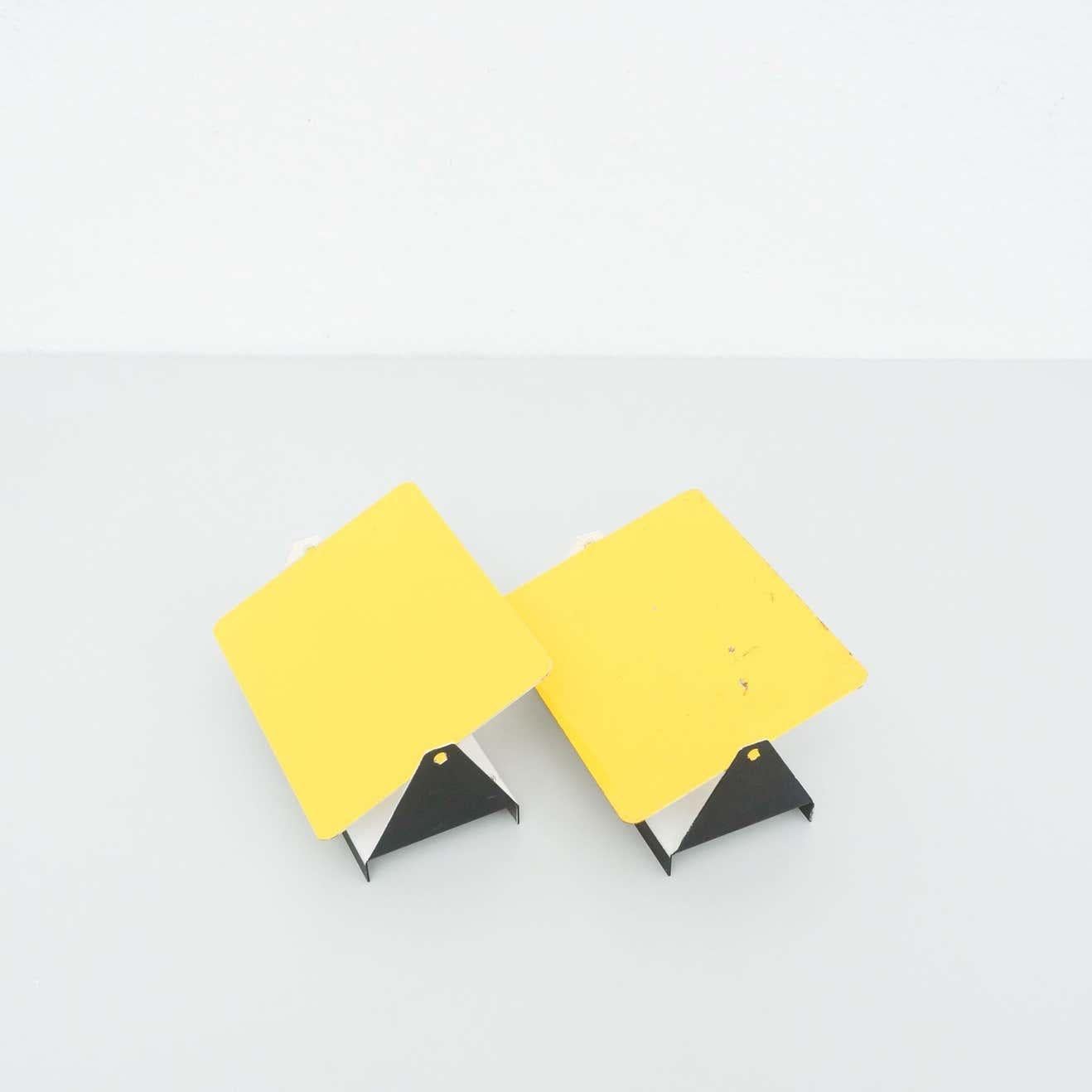 Pair of Charlotte Perriand Mid-Century Modern Yellow Metal CP-1 Wall Light, 1960 8