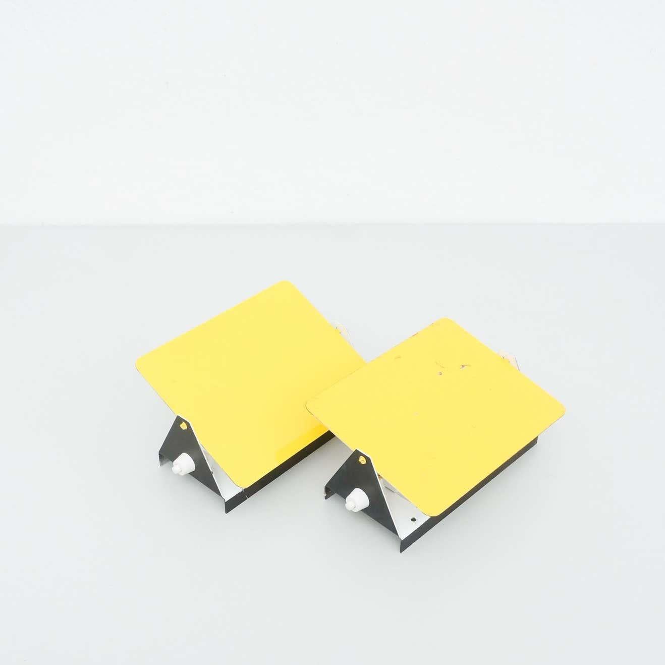 Pair of Charlotte Perriand Mid-Century Modern Yellow Metal CP-1 Wall Light, 1960 10