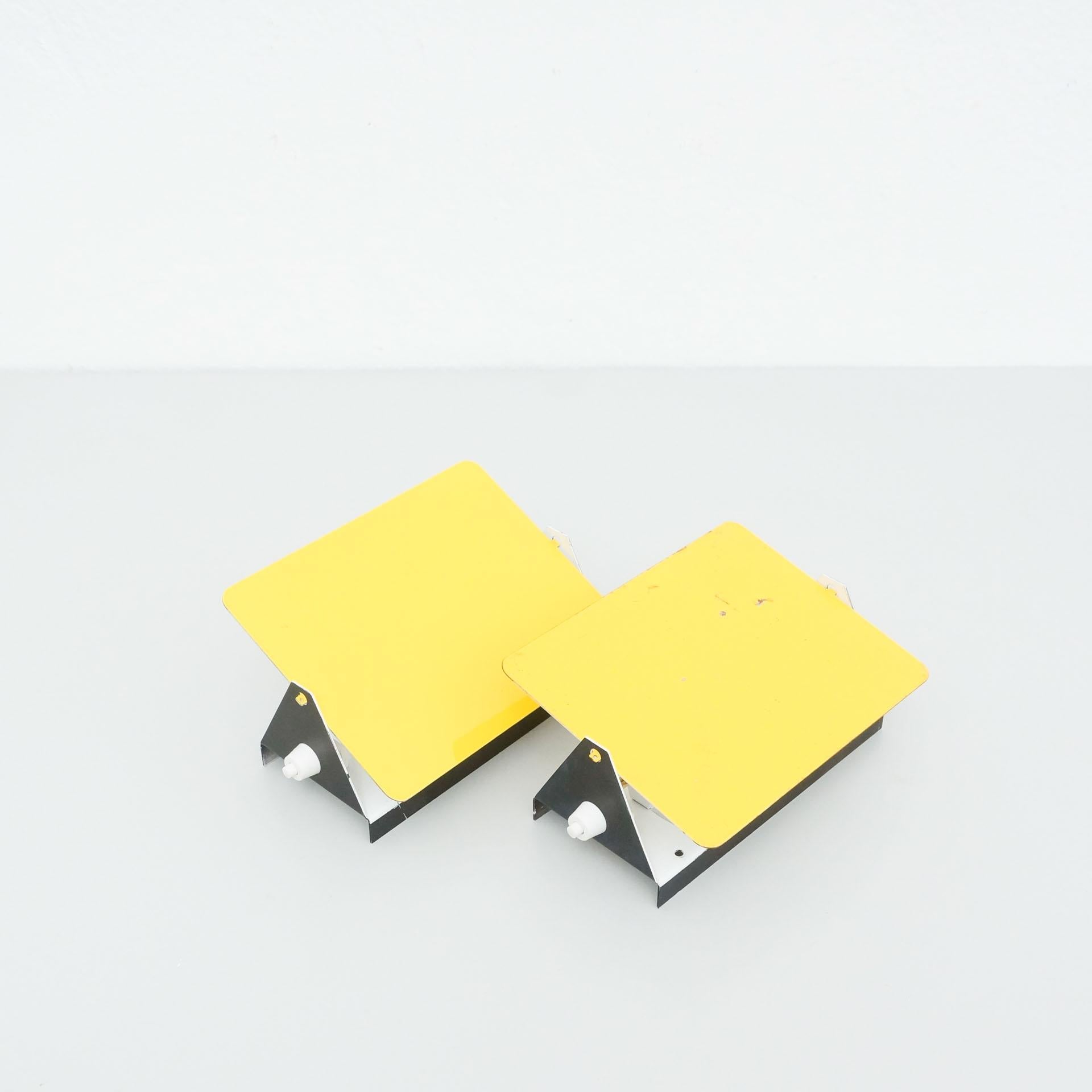 Mid-20th Century Pair of Charlotte Perriand Mid-Century Modern Yellow Metal CP-1 Wall Light, 1960