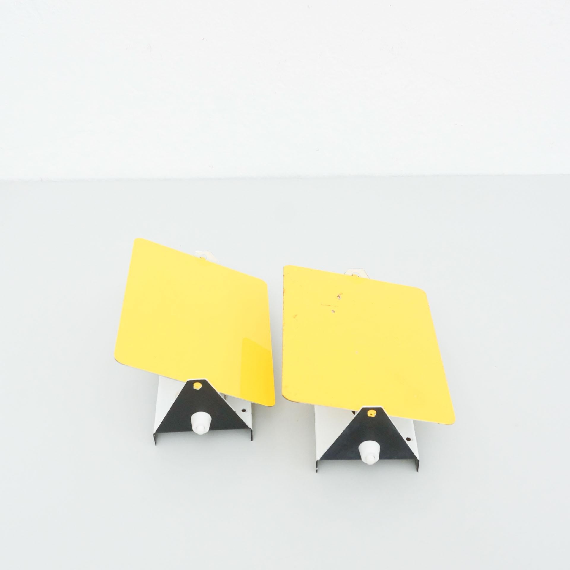 Pair of Charlotte Perriand Mid-Century Modern Yellow Metal CP-1 Wall Light, 1960 1