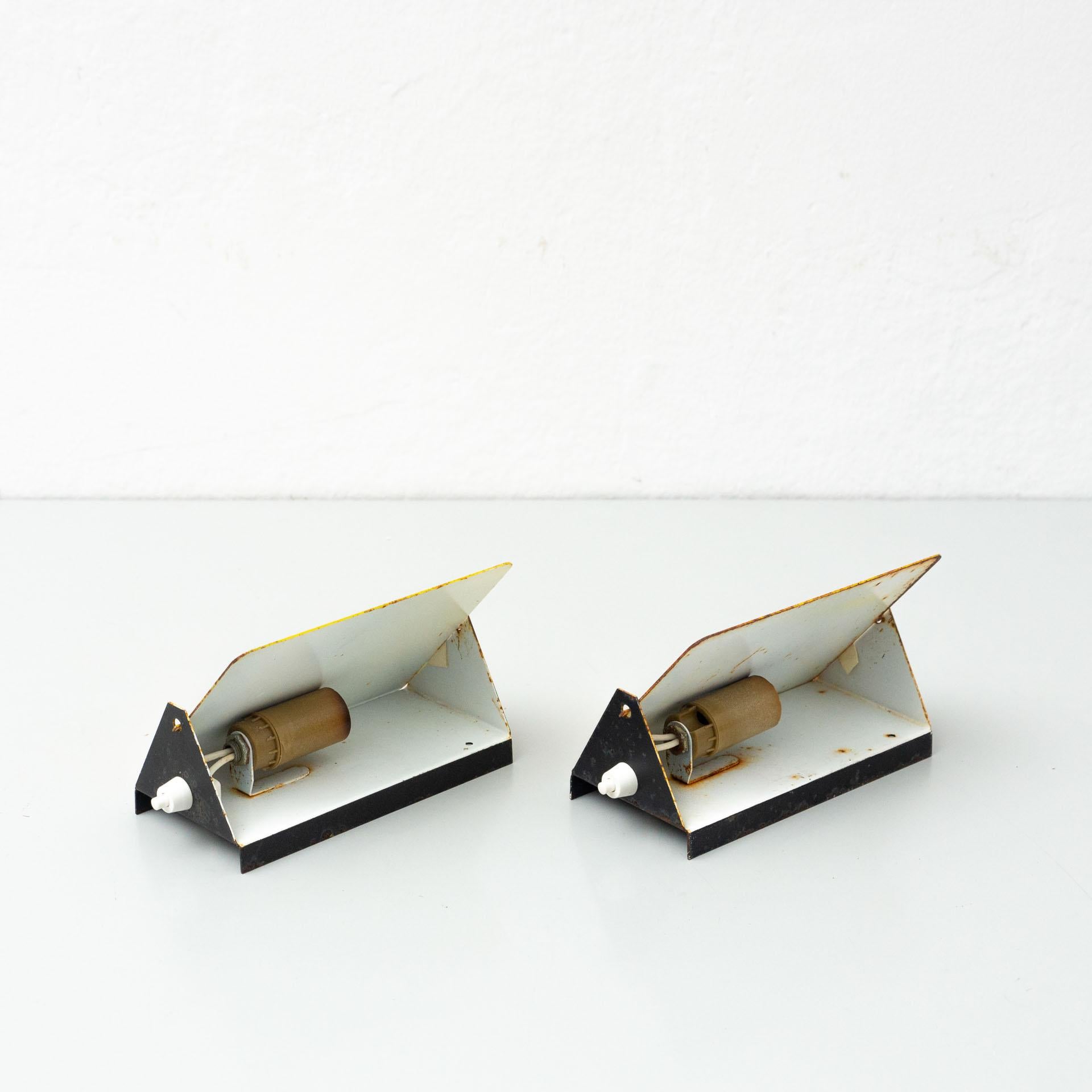 Pair of Charlotte Perriand Mid-Century Modern Yellow Metal CP-1 Wall Light, 1960 2