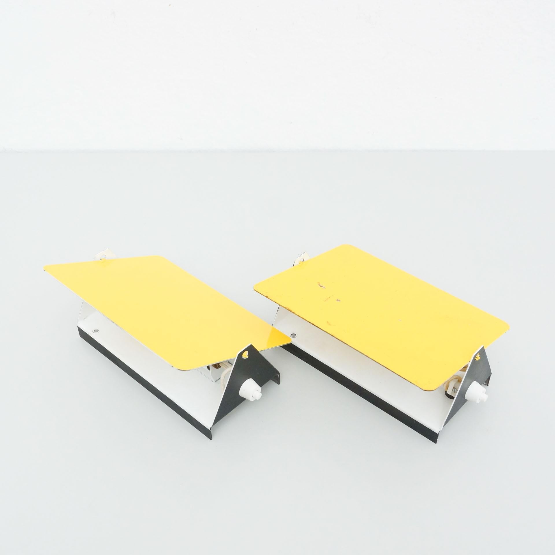 Pair of Charlotte Perriand Mid-Century Modern Yellow Metal CP-1 Wall Light, 1960 2