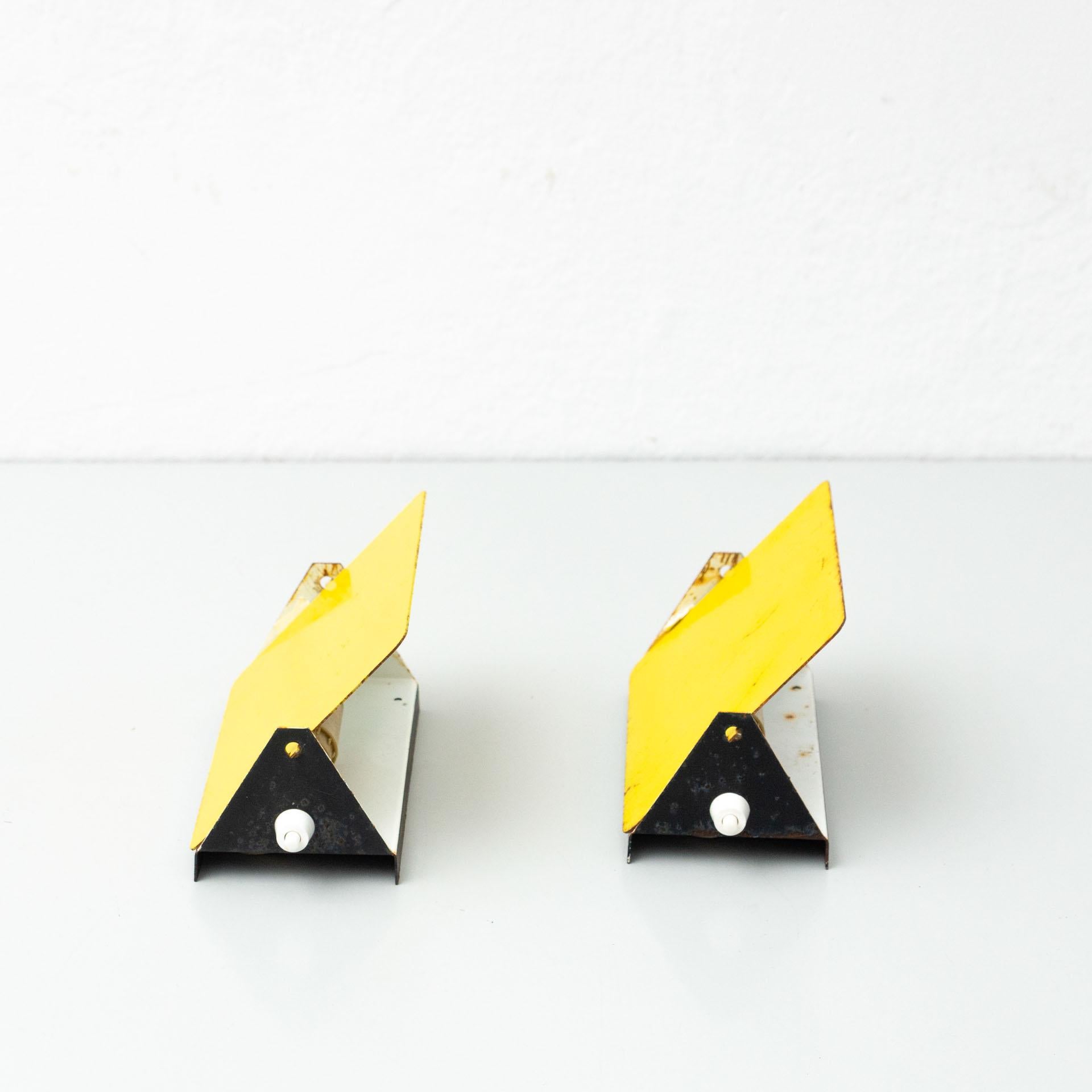 Pair of Charlotte Perriand Mid-Century Modern Yellow Metal CP-1 Wall Light, 1960 3