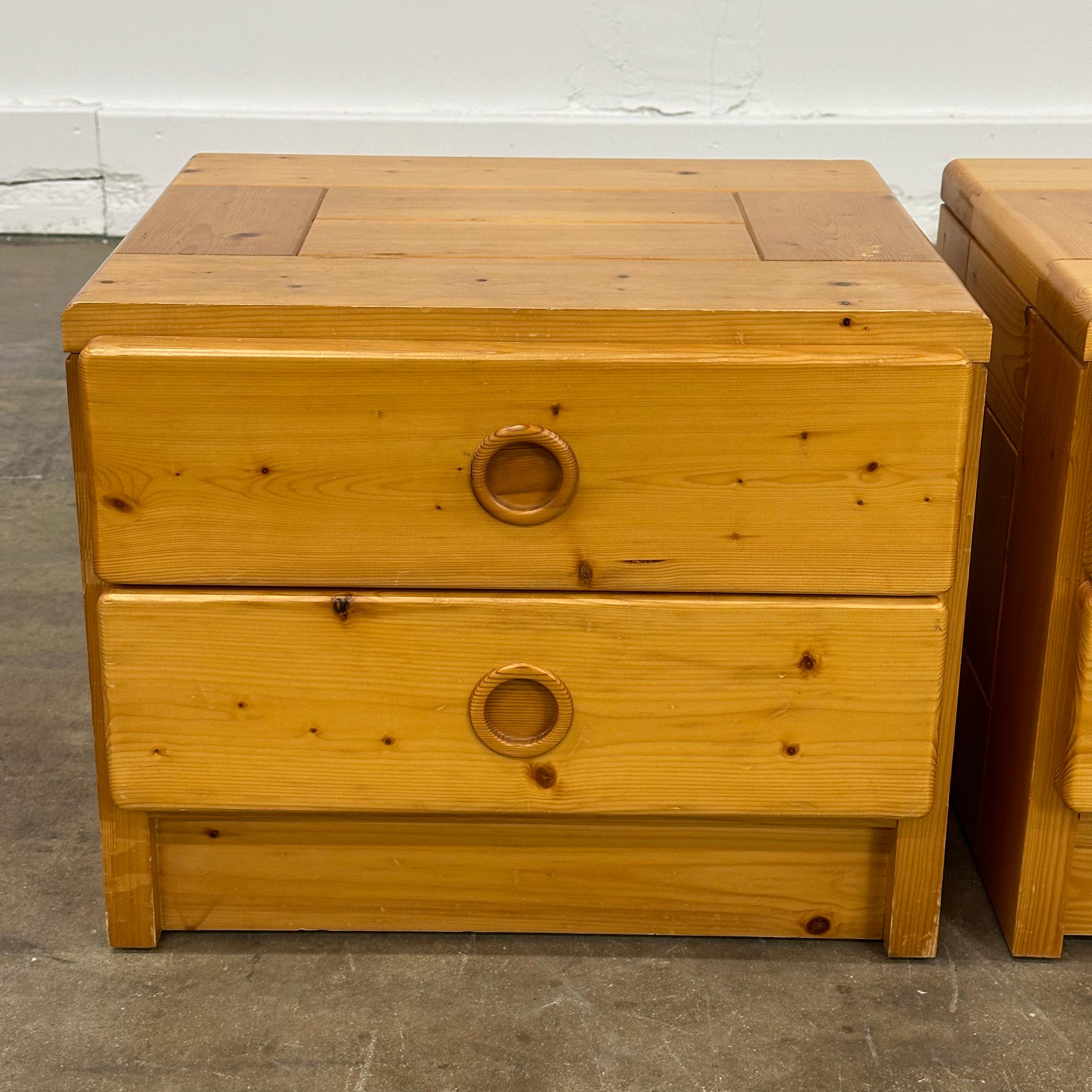 French Pair of Charlotte Perriand Pine Nightstands for Les Arcs, France, 1960s