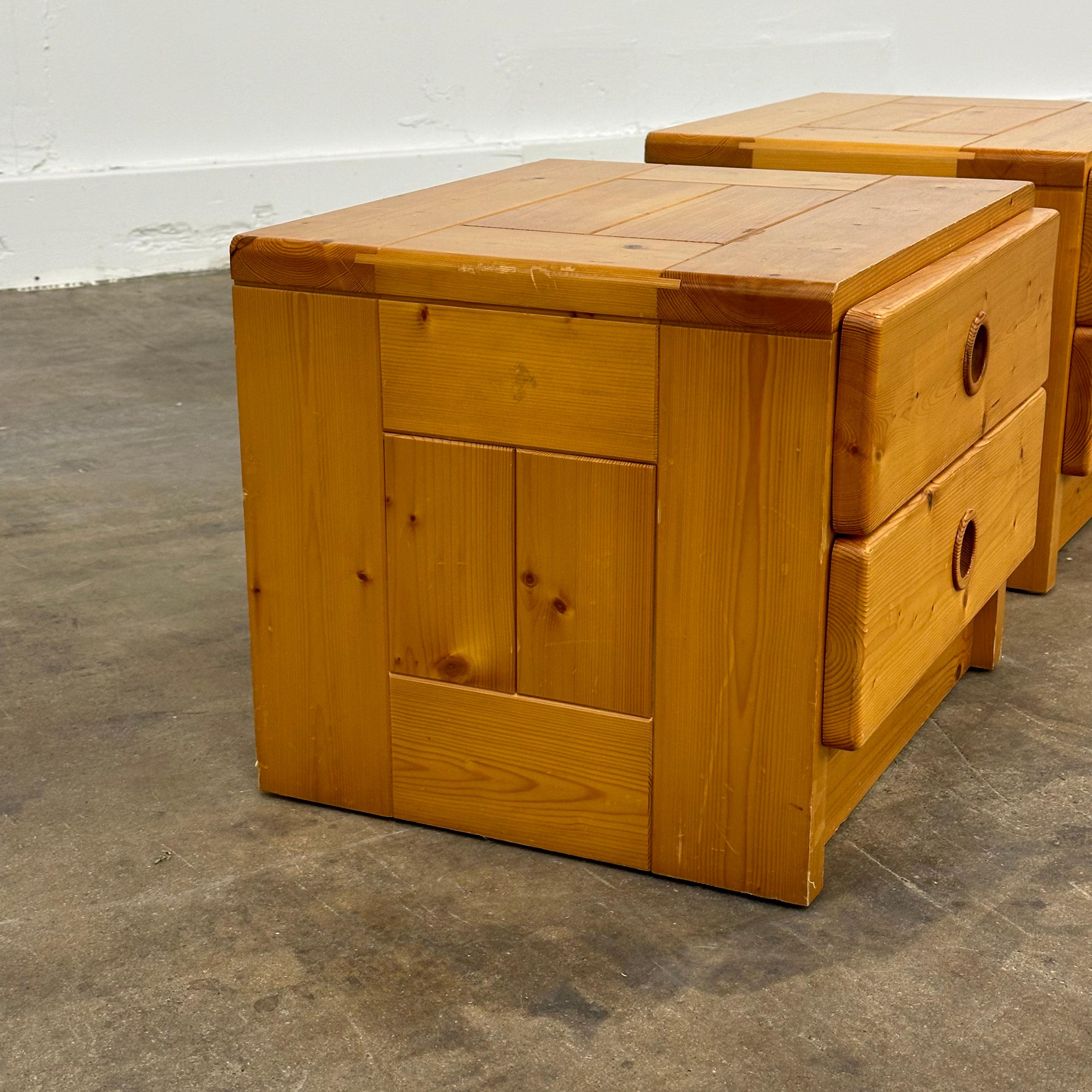 Pair of Charlotte Perriand Pine Nightstands for Les Arcs, France, 1960s 2