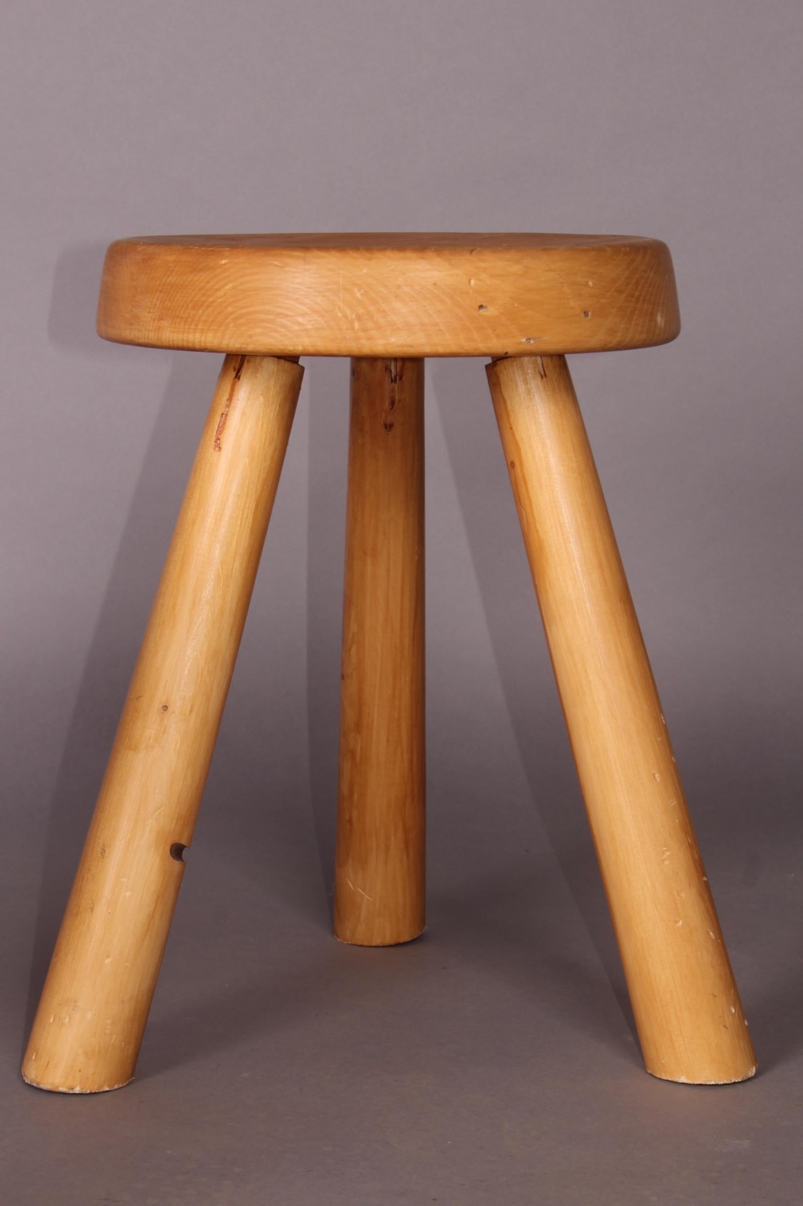 French Pair of Charlotte Perriand Stool from Les Arcs