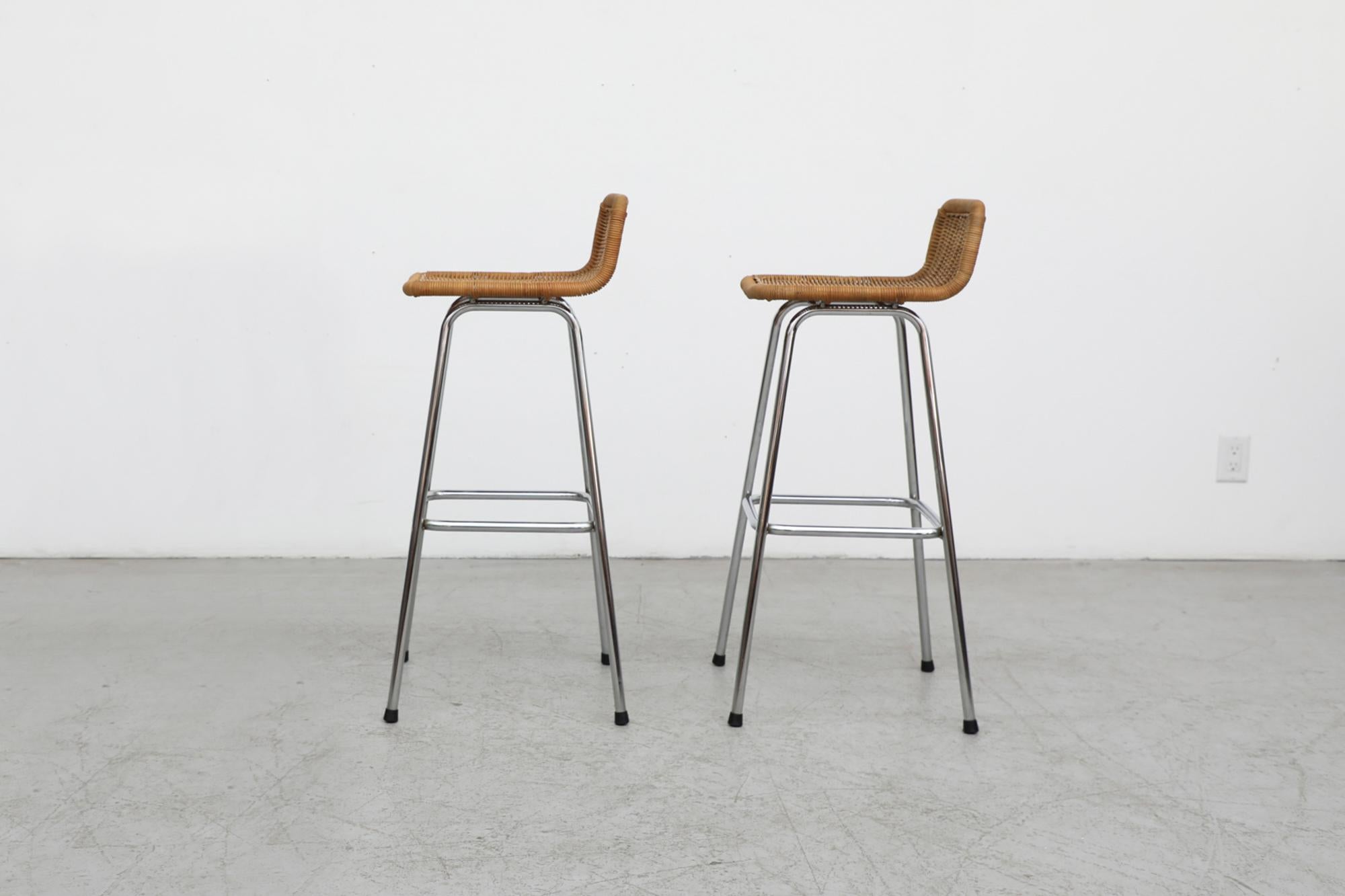 Mid-Century Modern Pair of Charlotte Perriand Style Bar Stools