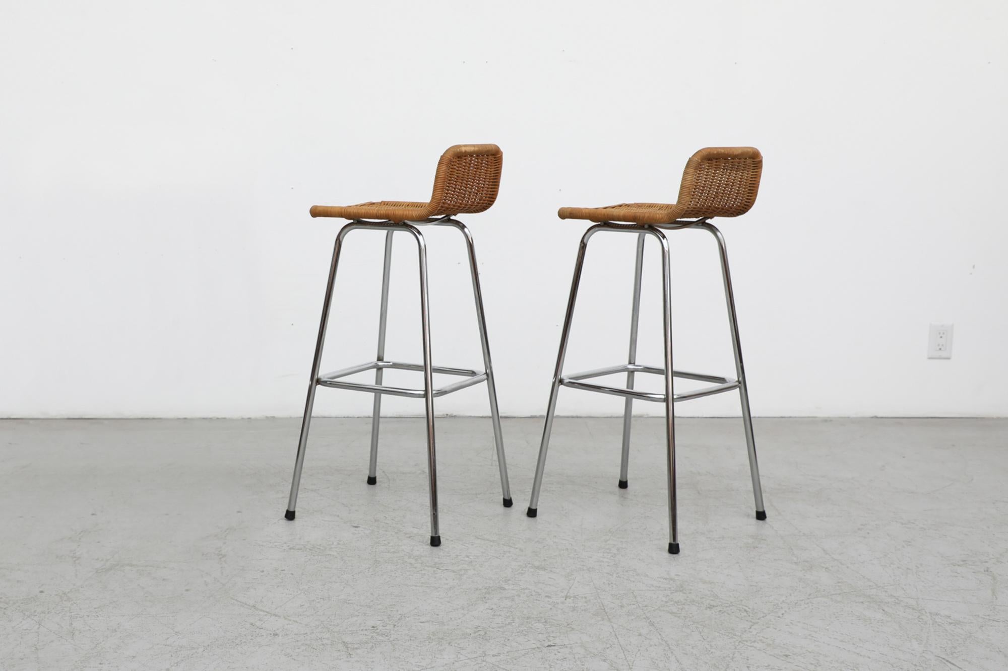 Dutch Pair of Charlotte Perriand Style Bar Stools
