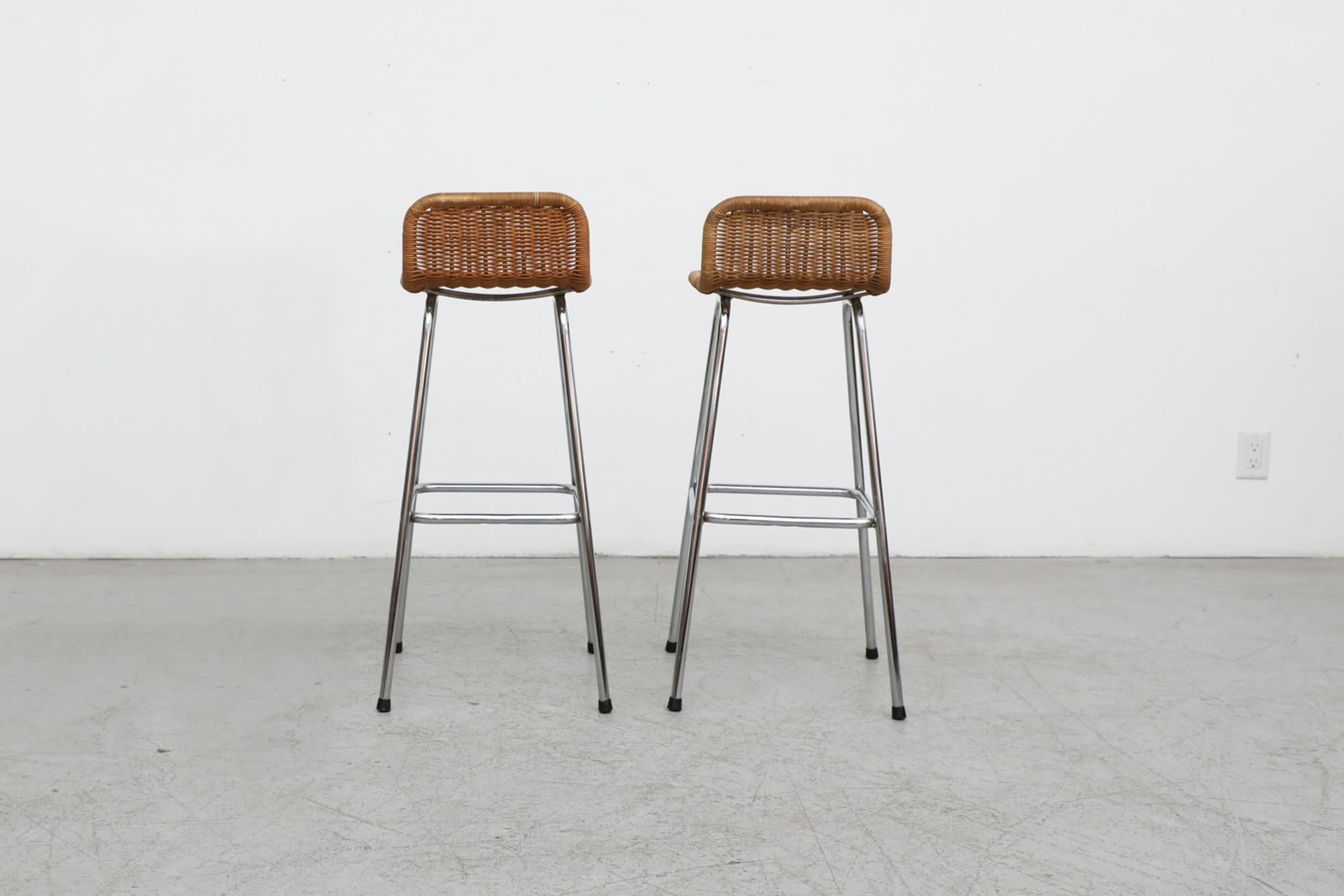 Pair of Charlotte Perriand Style Bar Stools In Good Condition In Los Angeles, CA