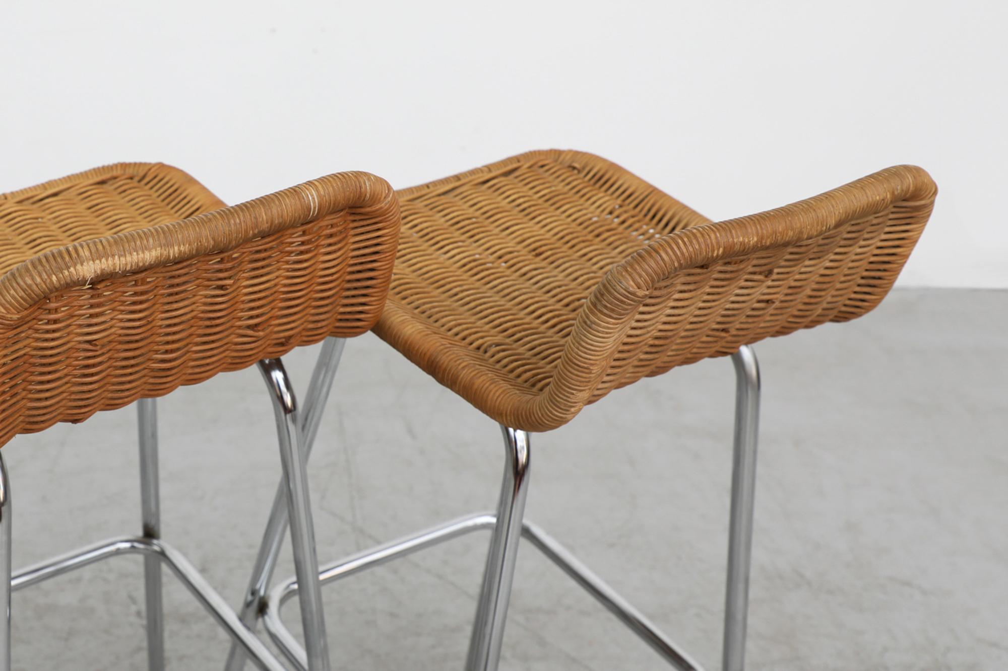 Mid-20th Century Pair of Charlotte Perriand Style Bar Stools