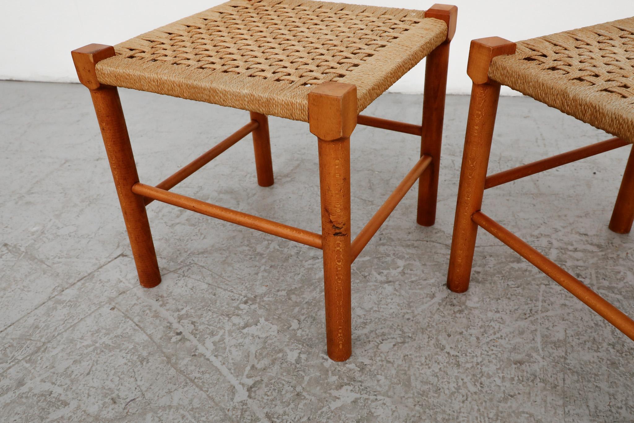 Pair of Charlotte Perriand Style Mini Rope Stools 3