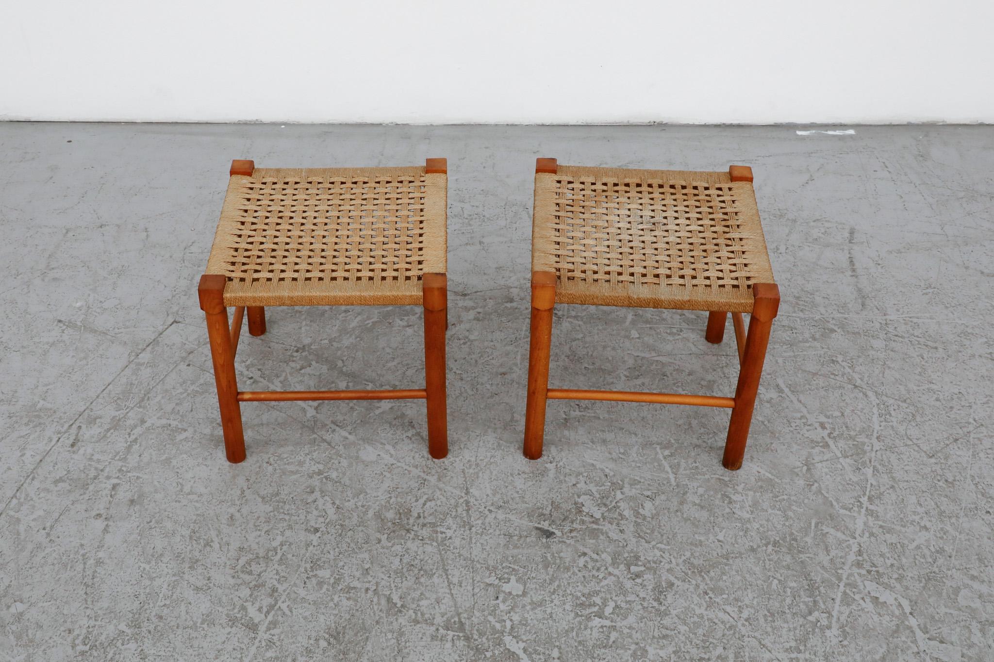 Pair of Charlotte Perriand Style Mini Rope Stools In Good Condition In Los Angeles, CA