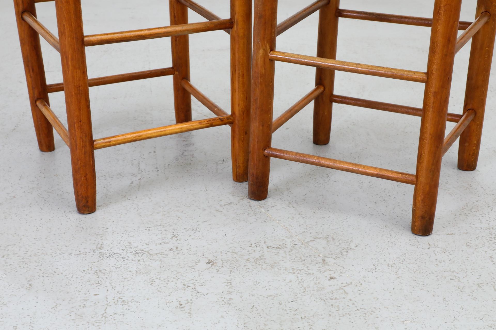 Pair of Charlotte Perriand Style Rattan Counter Stools, 1960's 3
