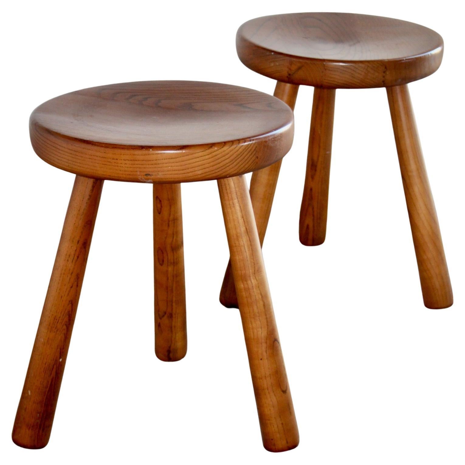 Pair of Charlotte Perriand style stools For Sale