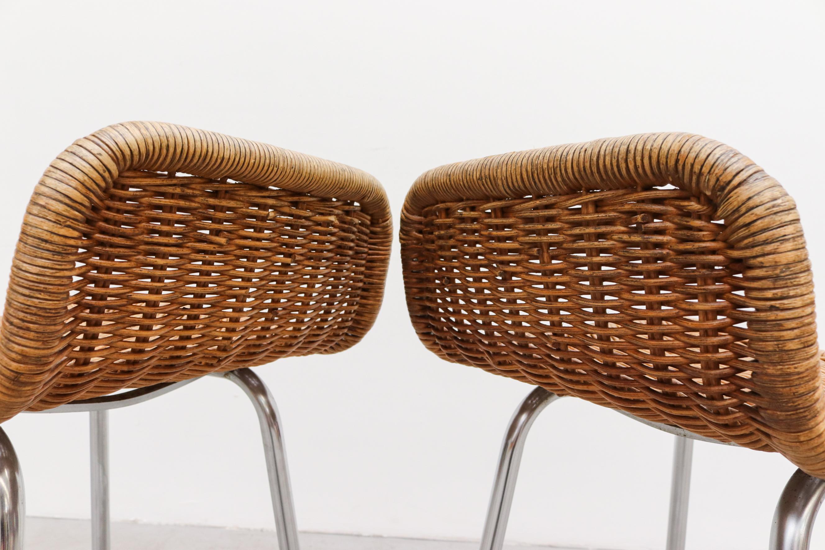 Pair of Charlotte Perriand Style Wicker Bar Stools 9