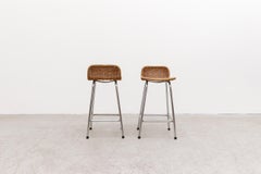 Pair of Charlotte Perriand Style Wicker Bar Stools