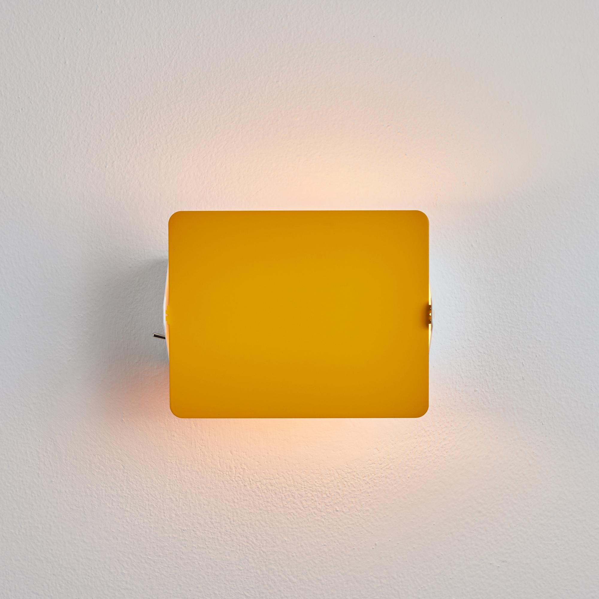 Mid-Century Modern Pair of Charlotte Perriand Yellow 'Applique Á Volet Pivotant' Wall Lights For Sale