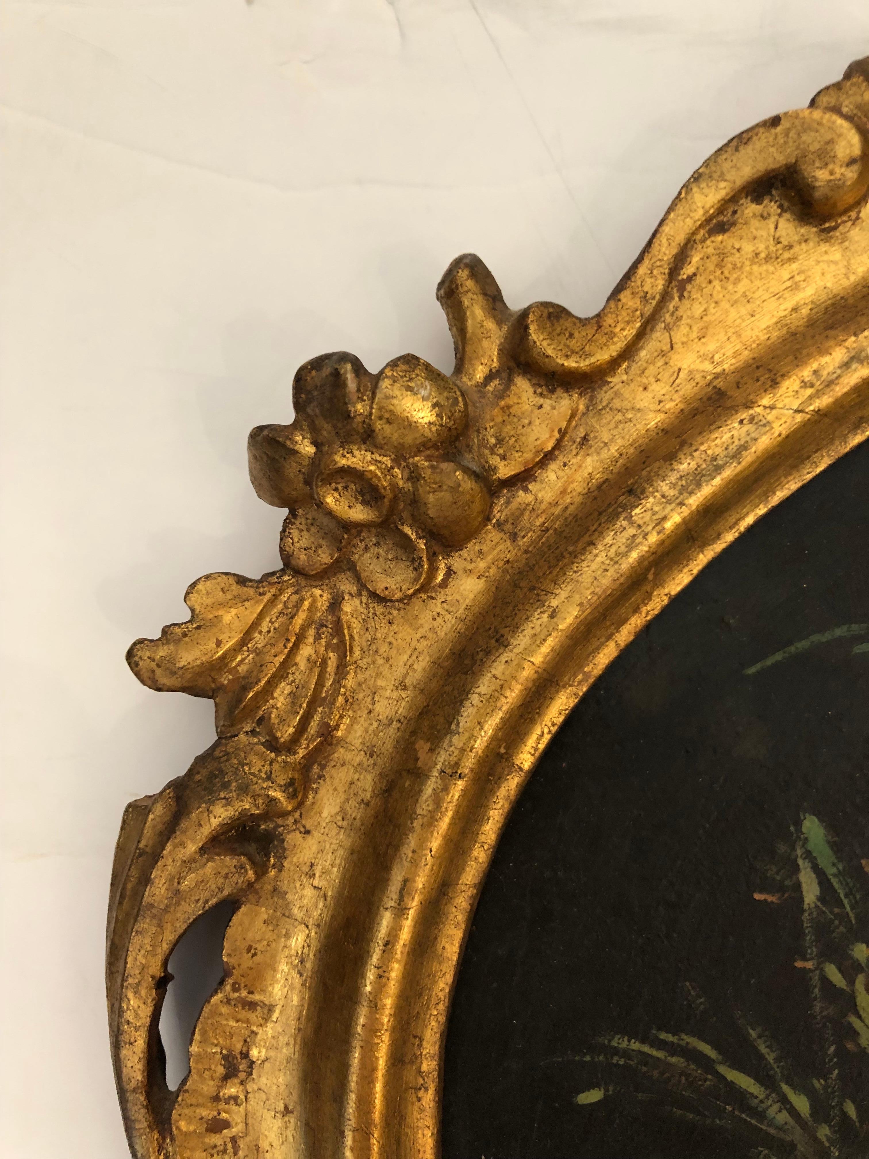 Pair of Charming European Oval Floral Still Lifes in Giltwood Frames In Good Condition In Hopewell, NJ