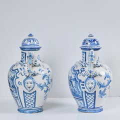 Pair of Charming Faience Covered Jars
