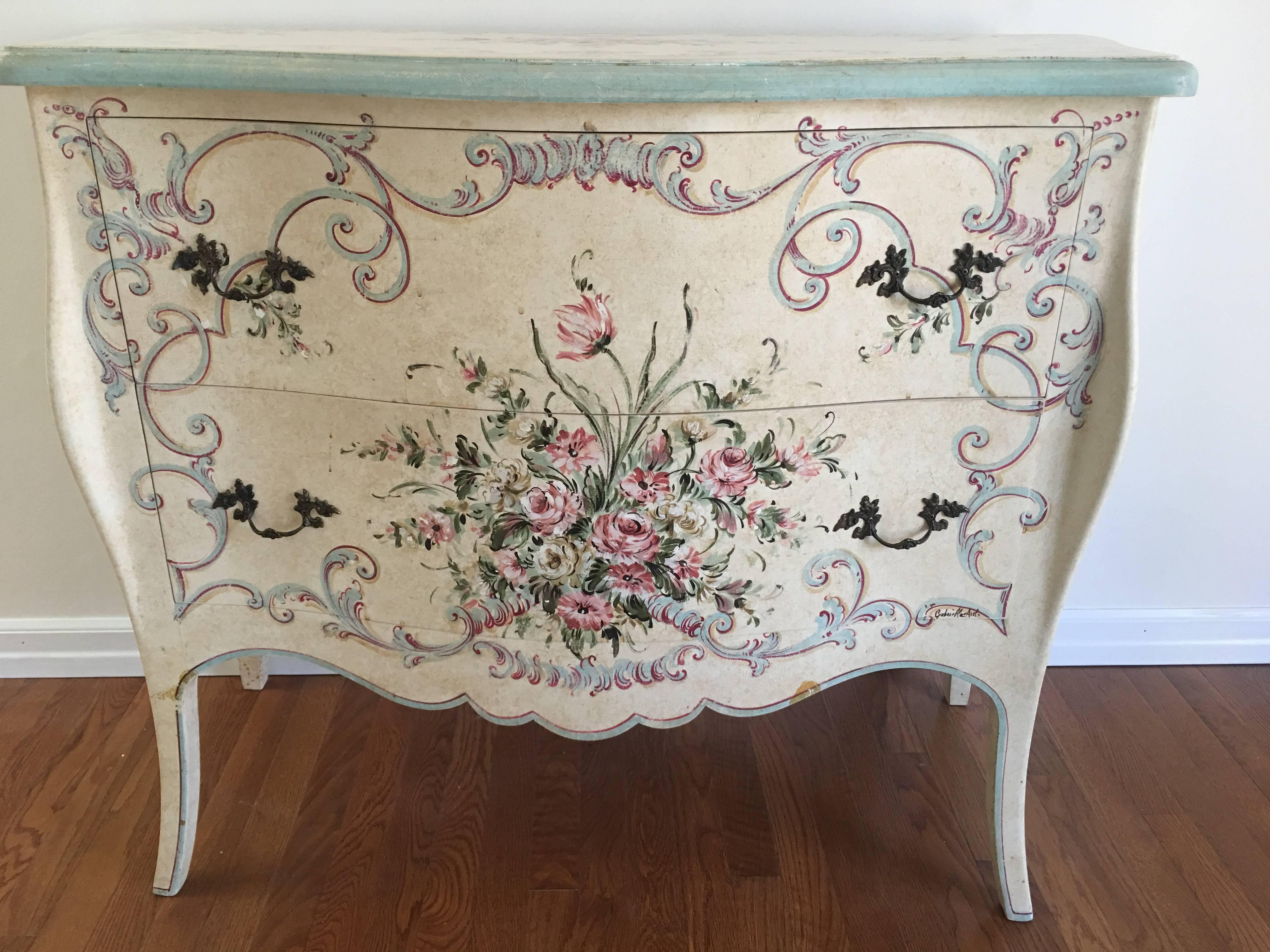 Two large very pretty hand-painted commodes in pastel colors with a creamy background in the style of Jane Keltner, no labels. Came from a high end furniture store in Princeton NJ (Waverly) about 20 years ago. Imported from Italy.
Will split the