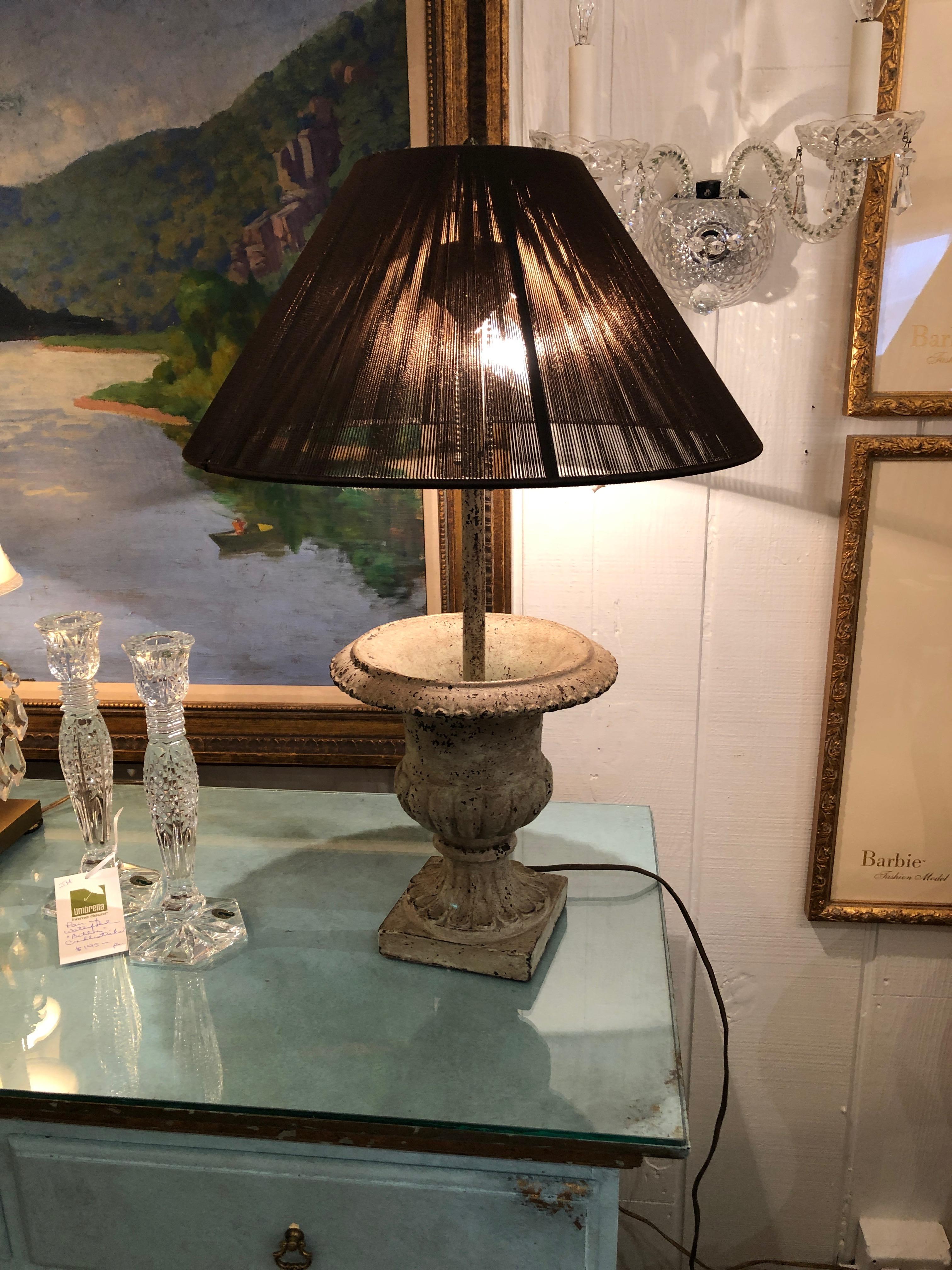Pair of Charming Iron Garden Urn Table Lamps 7
