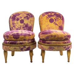 Pair of Charming Little Gilded Beechwood Armchairs