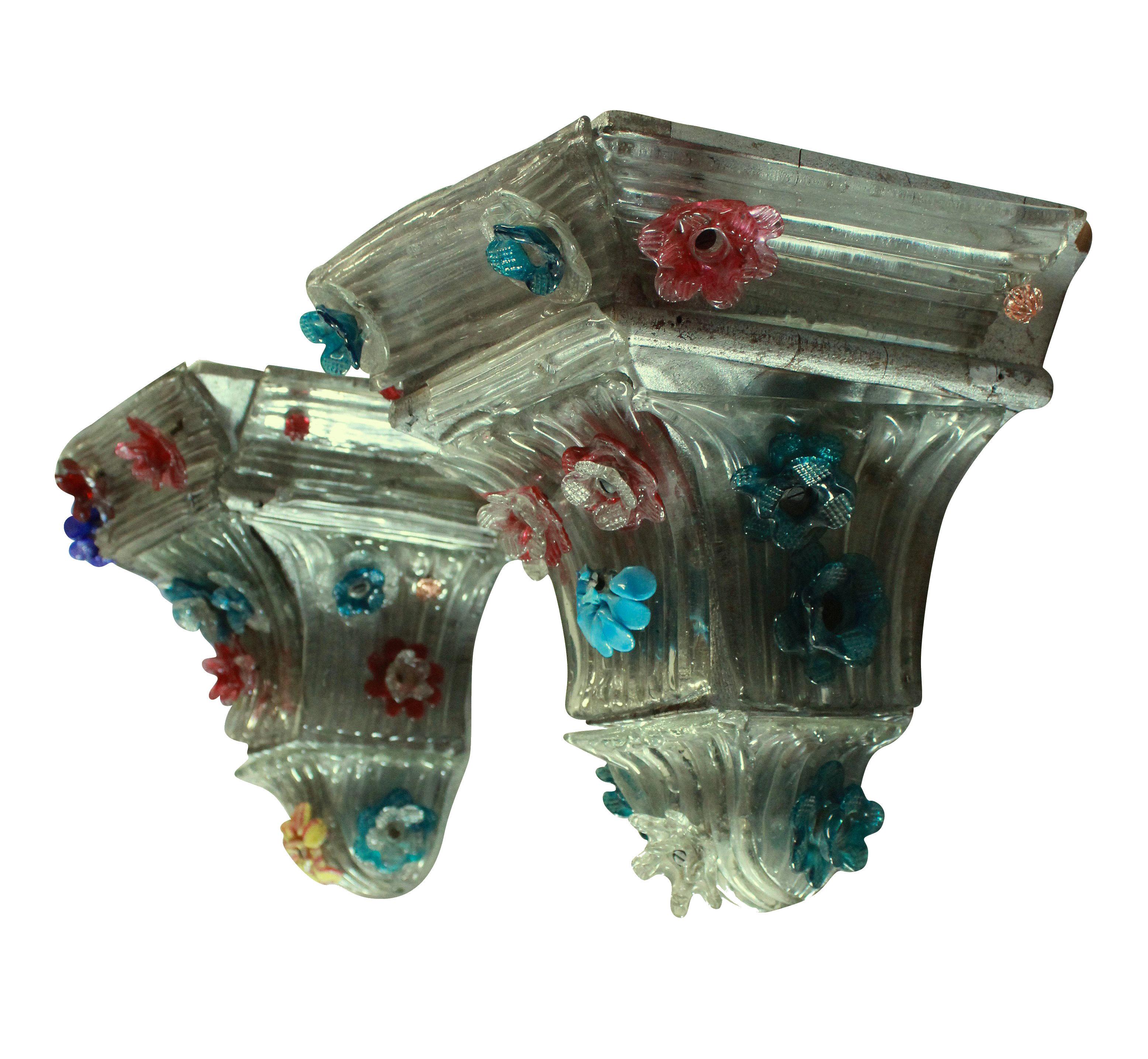 Baroque Pair of Charming Murano Wall Brackets