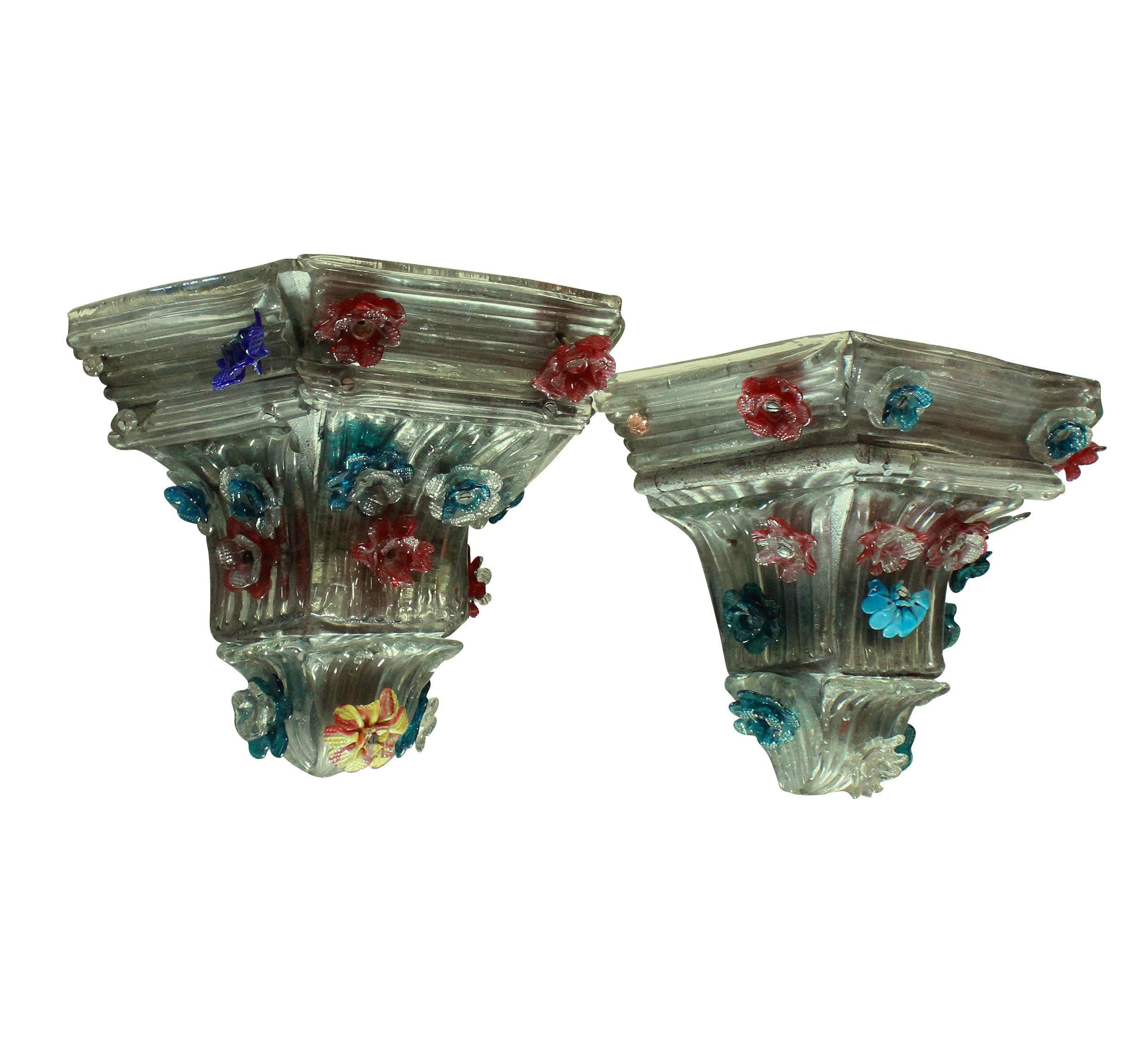 Pair of Charming Murano Wall Brackets In Fair Condition In London, GB