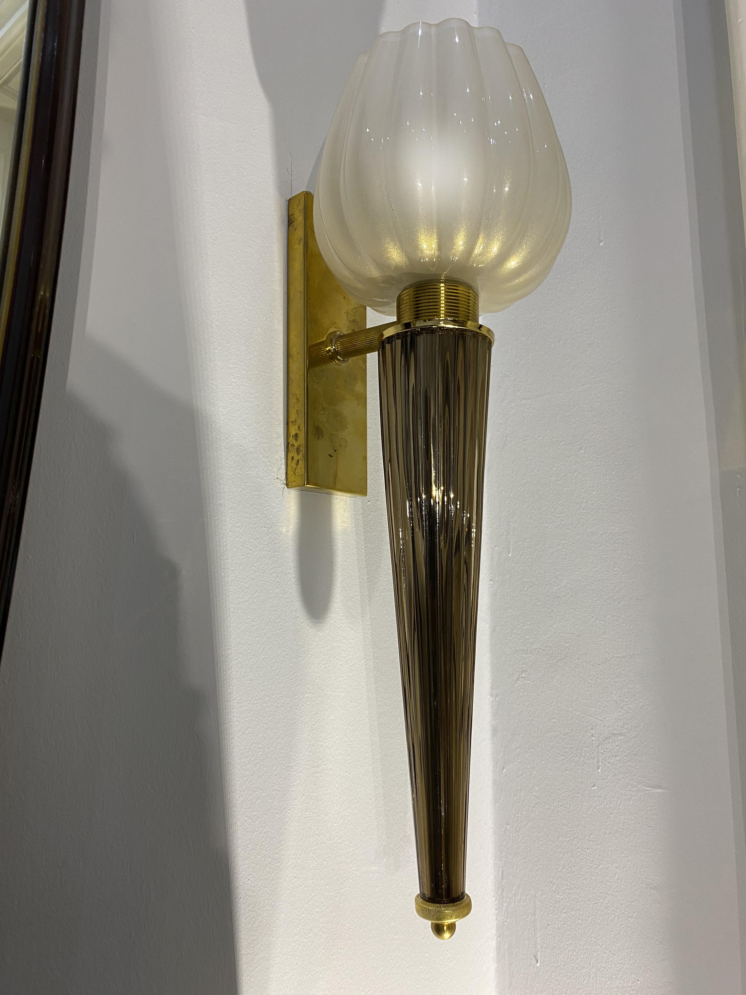 Pair of Charming Sconce by Barovier & Toso, Murano, 1950s In Excellent Condition In Budapest, HU