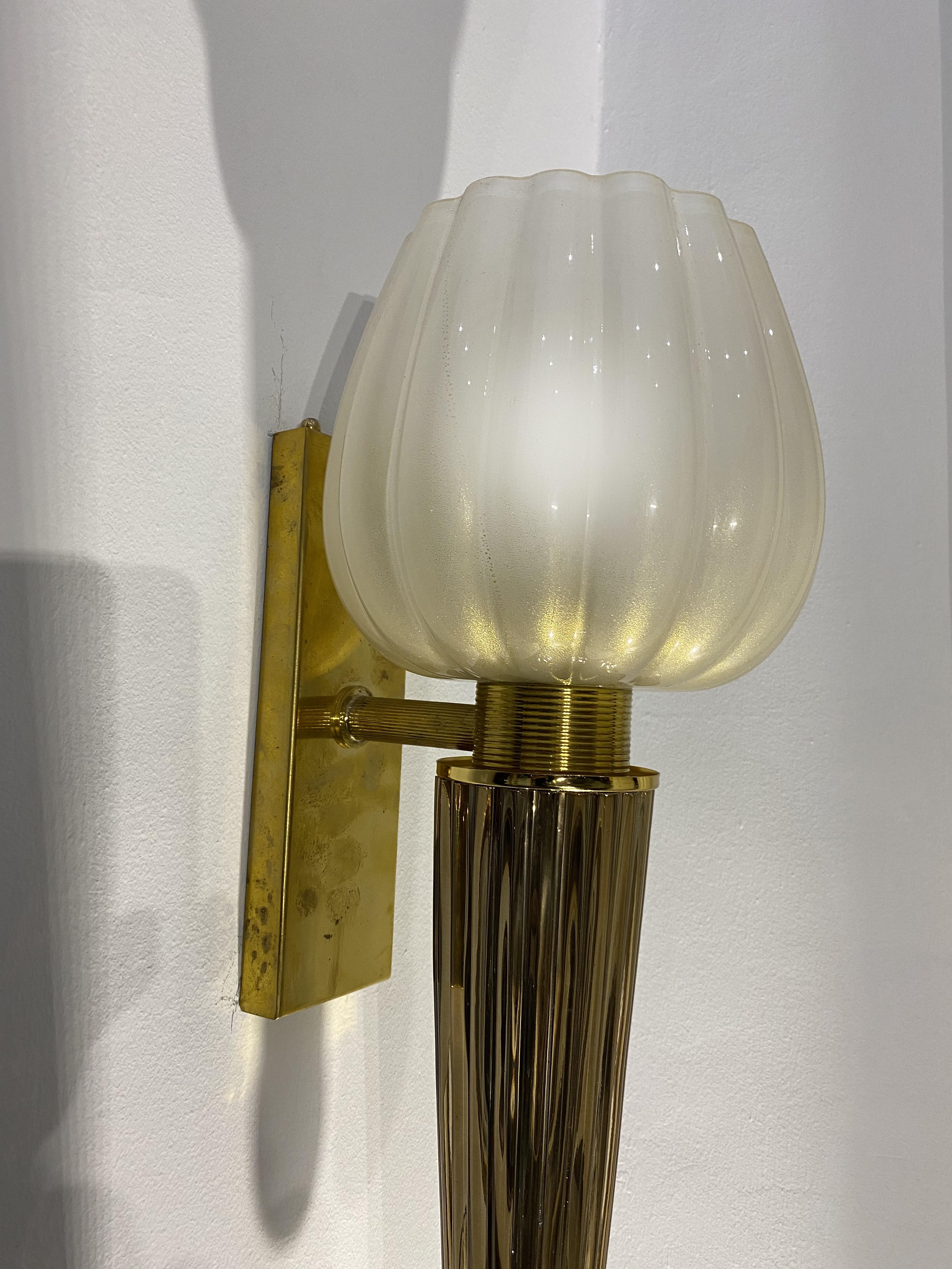 20th Century Pair of Charming Sconce by Barovier & Toso, Murano, 1950s