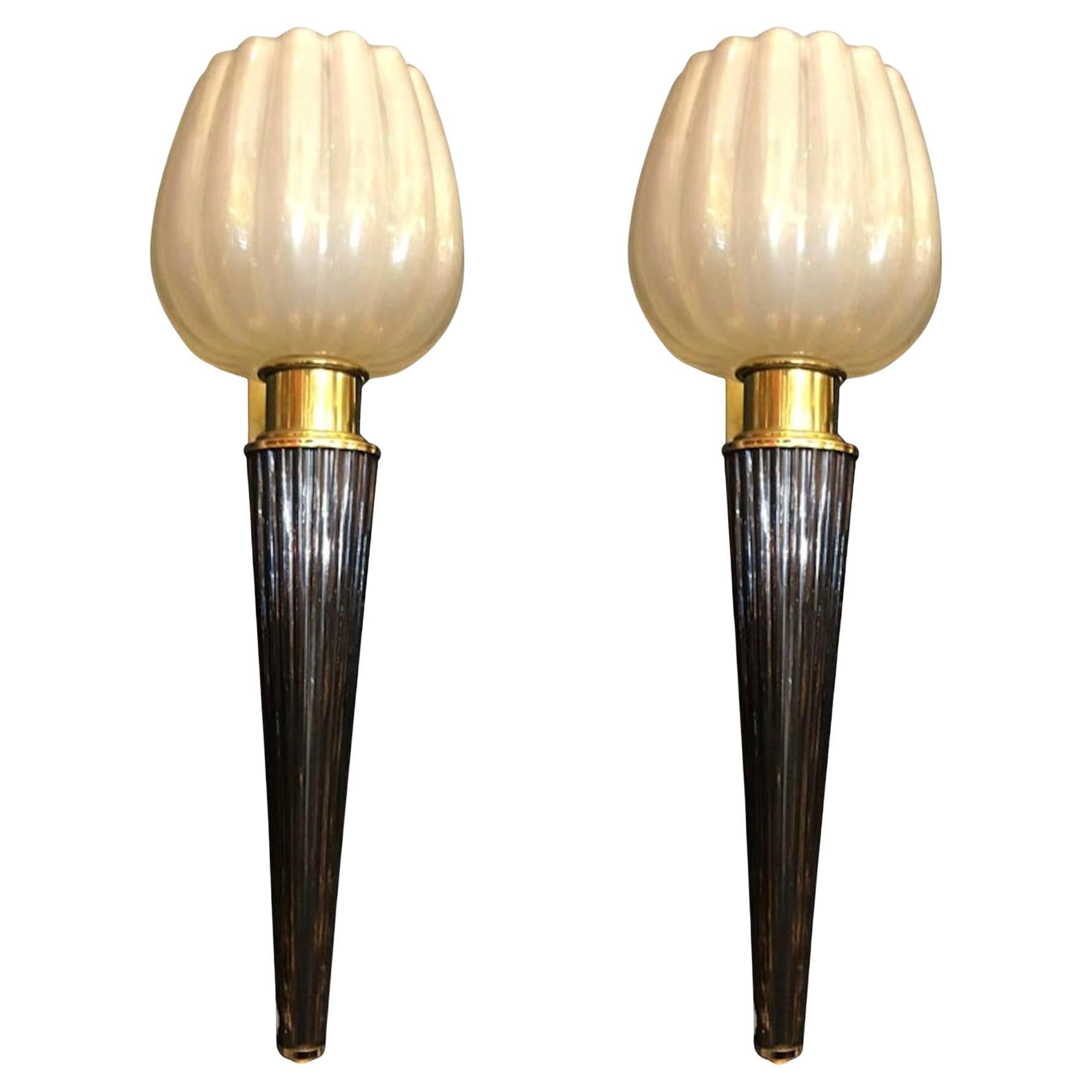 Charmante Wandleuchter von Barovier & Toso, Murano, 1970er Jahre, Paar