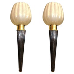 Pair of Charming Sconce by Barovier & Toso, Murano, 1970s