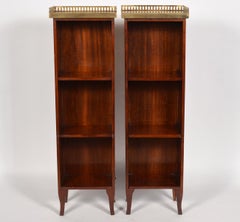 Pair of Charming Small French 19th Century Gallery Marble-Top Book Shelf Stands
