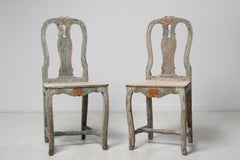 Pair of Charming Swedish Folk Art Rococo Chairs