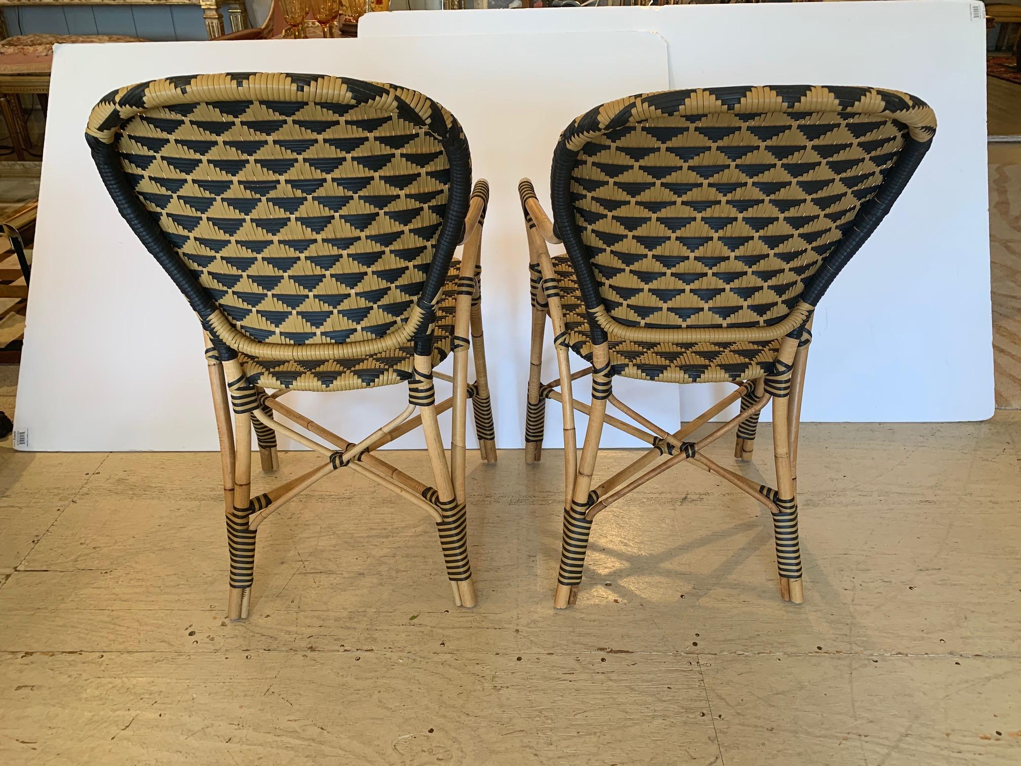 Pair of Charming Woven Rattan Bistro Chairs 5