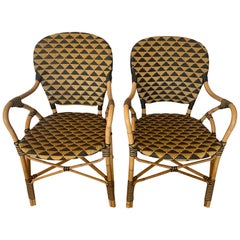 Pair of Charming Woven Rattan Bistro Chairs