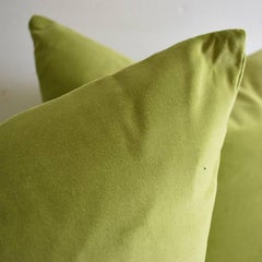 Pair of Chartreuse Green Velvet Knife Edge Pillow Cases