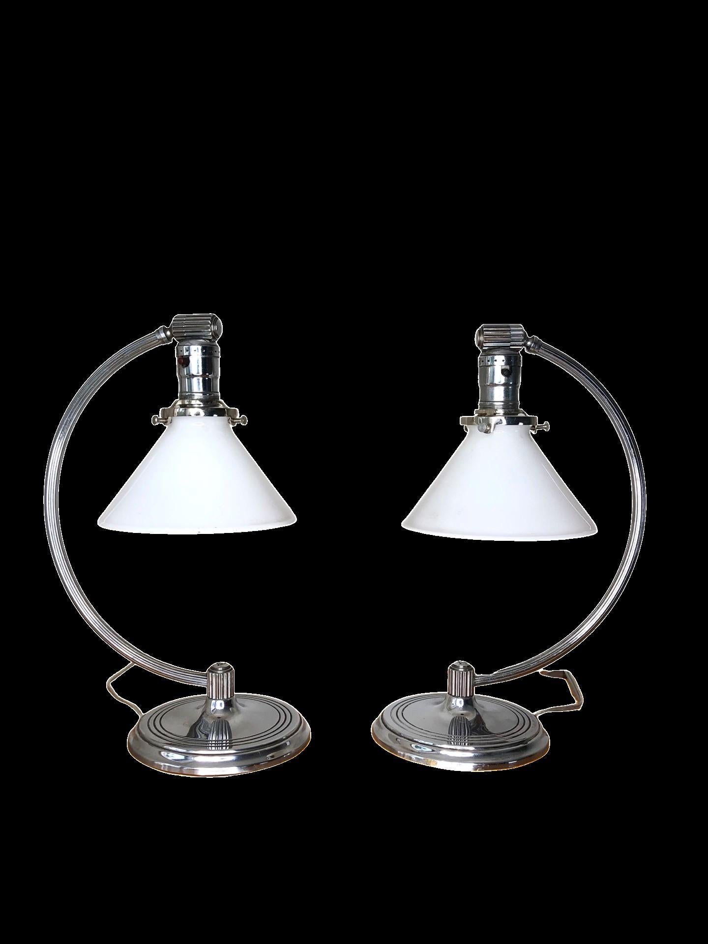 Pair of Chase Chrome Art Deco Desk Lamps For Sale 2