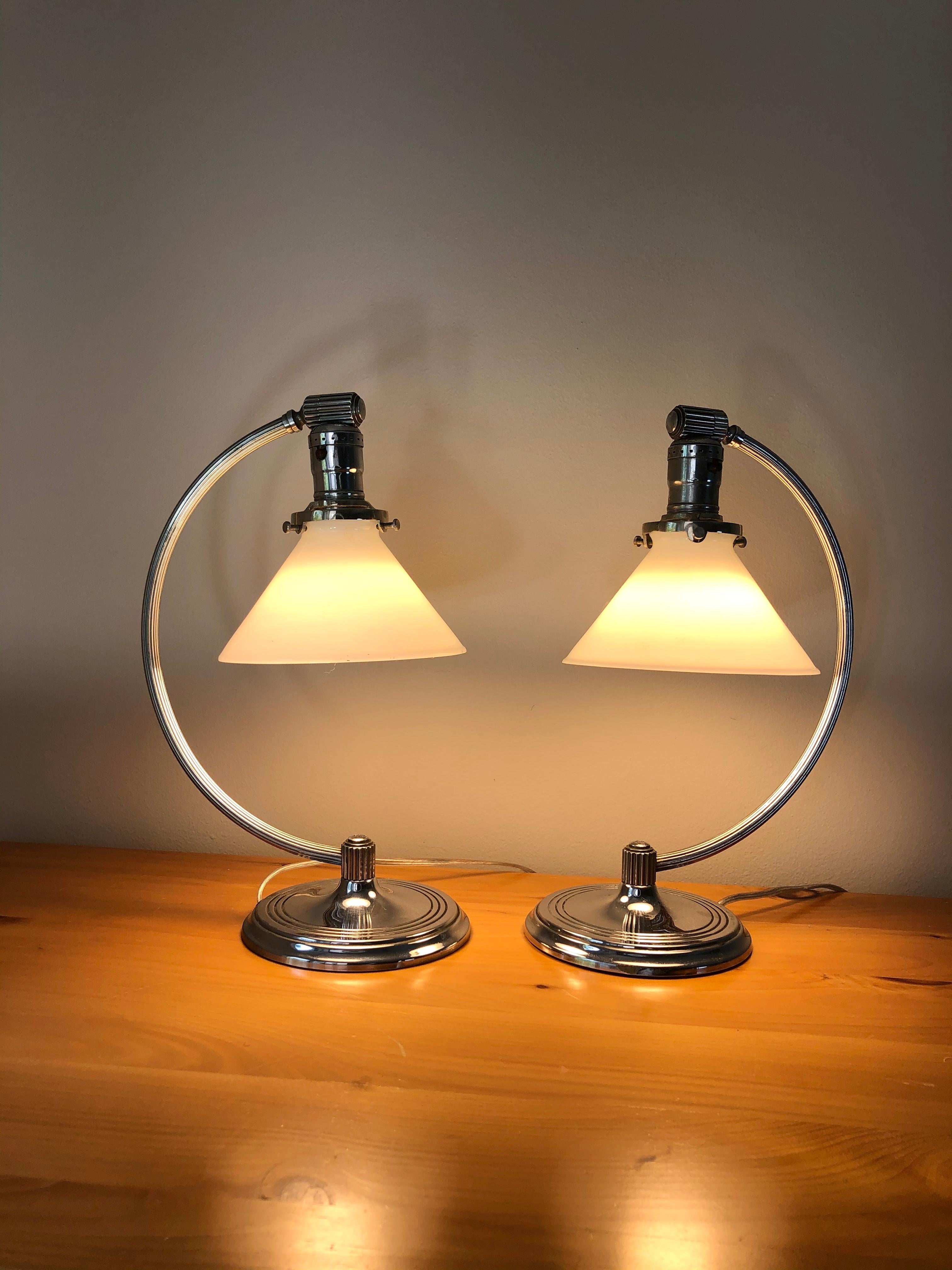 Pair of Chase Chrome Art Deco Desk Lamps For Sale 3