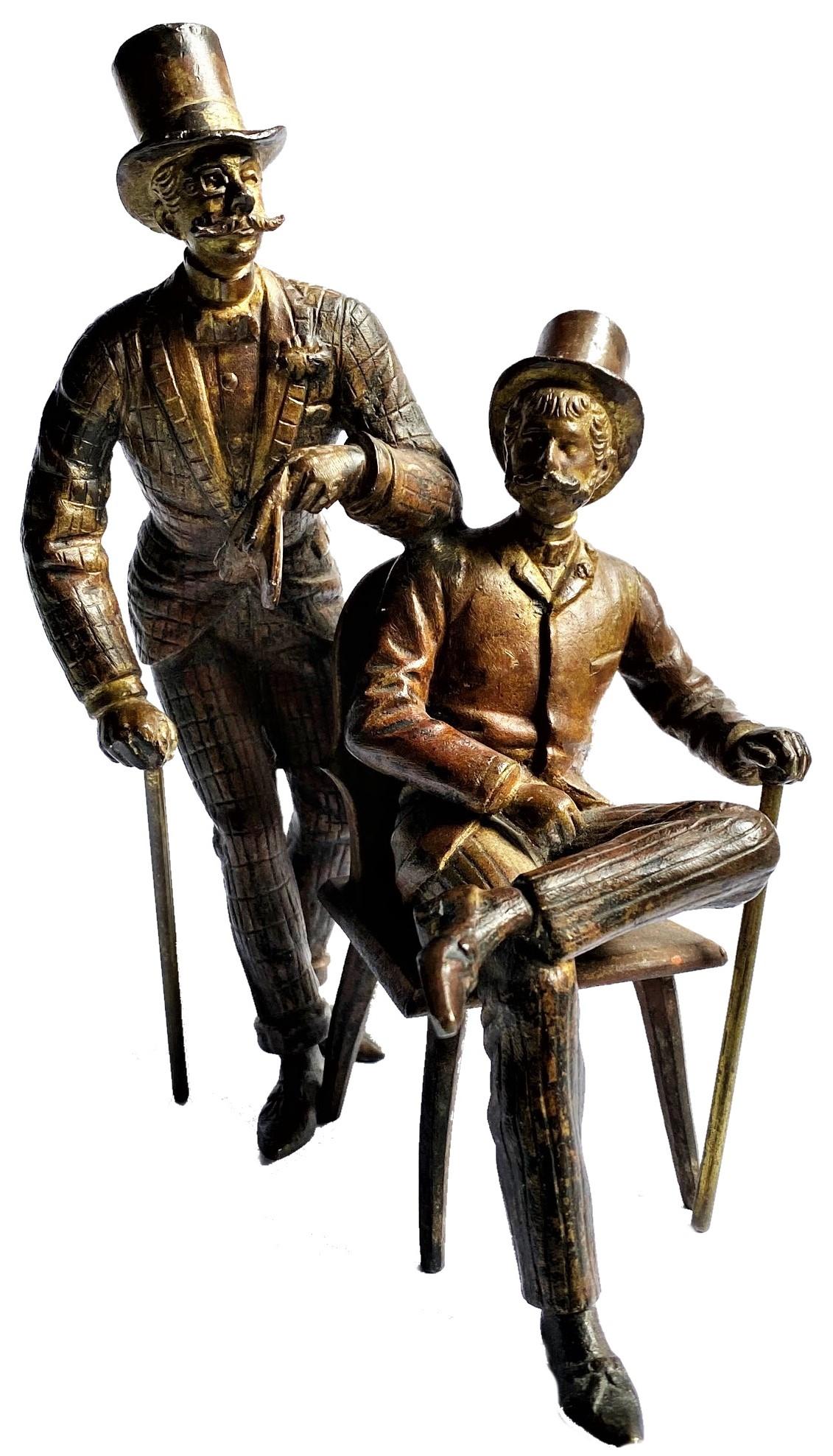 This wonderful, full of humor desk-size sculpture is a real gem for the Viennese cold-painted bronze sculpture collectors. Though created in the best traditions of the world-famous foundry of Franz Xavier Bergman, to whom we are attributing the
